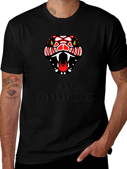 Venomous Snake Graphic Tee - Bold Black T-Shirt