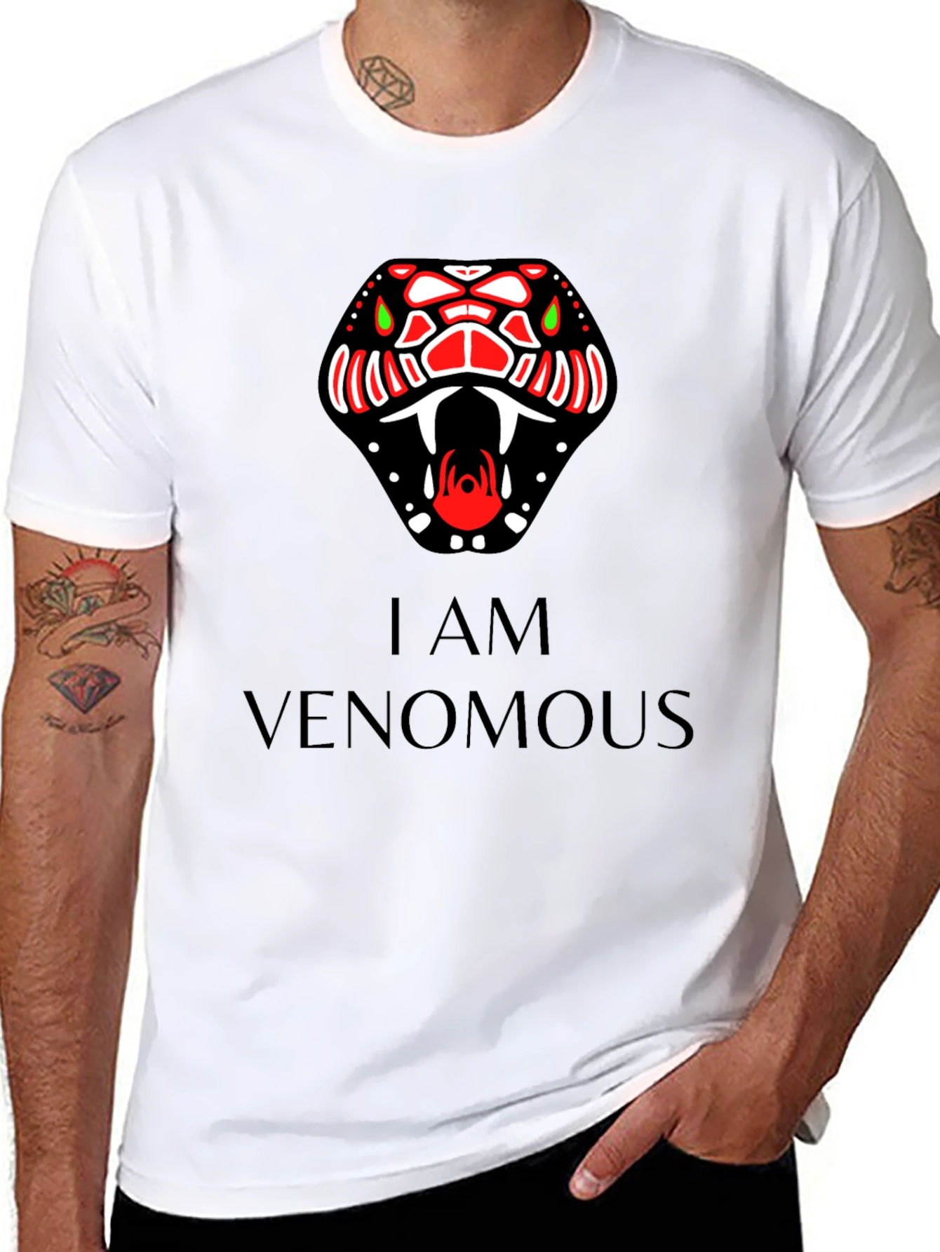 Venomous Snake Graphic Tee - Bold Black T-Shirt
