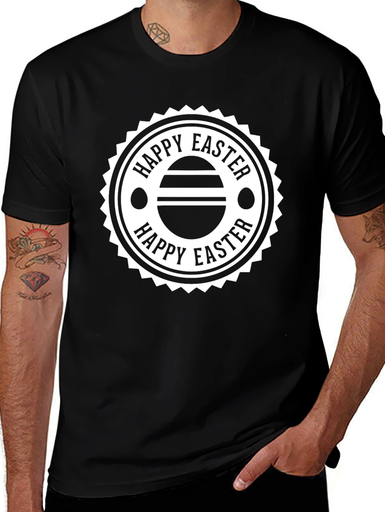 Happy Easter Graphic Tee - Black Unisex T-Shirt