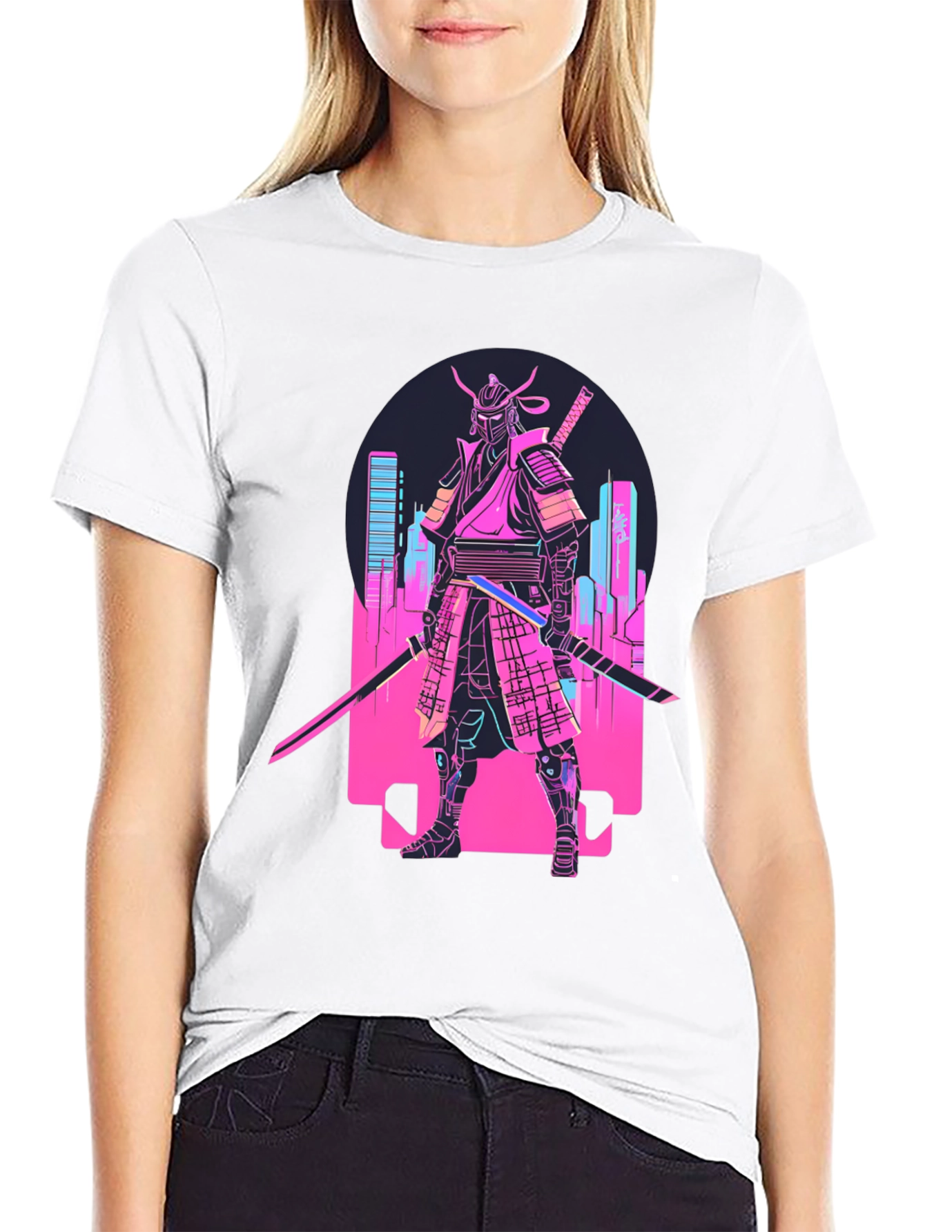 Cyberpunk Samurai T-Shirt - Neon City Warrior