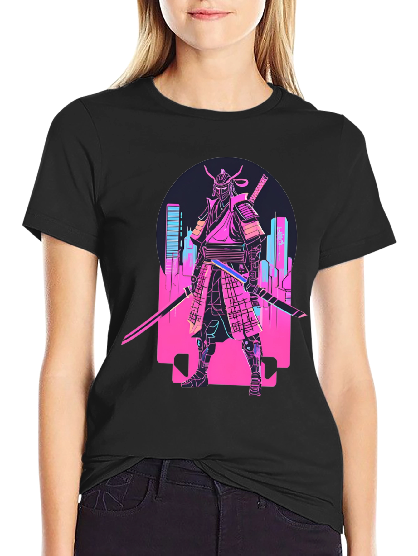Cyberpunk Samurai T-Shirt - Neon City Warrior