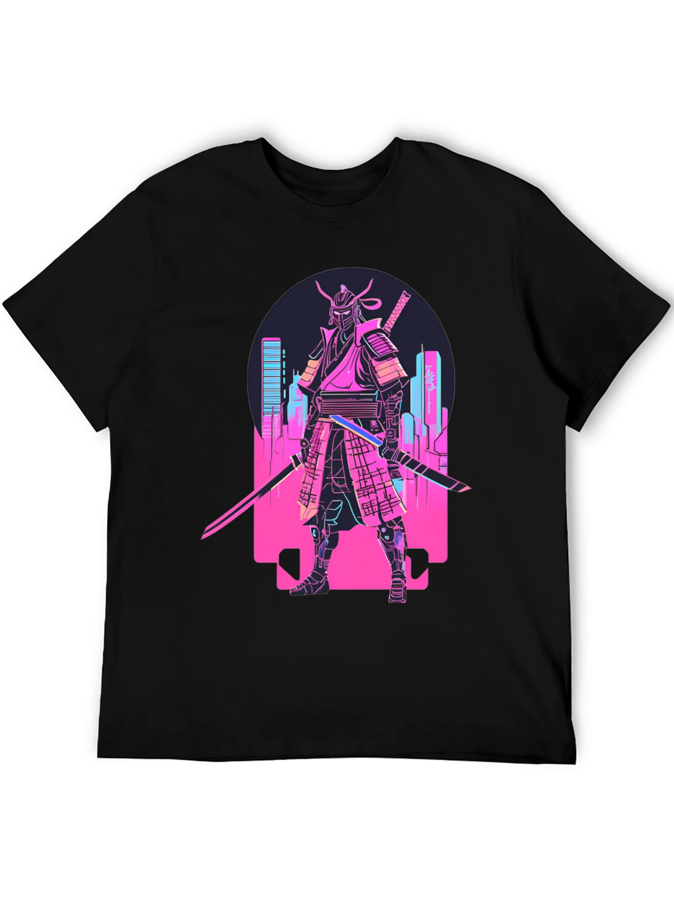 Cyberpunk Samurai T-Shirt - Neon City Warrior