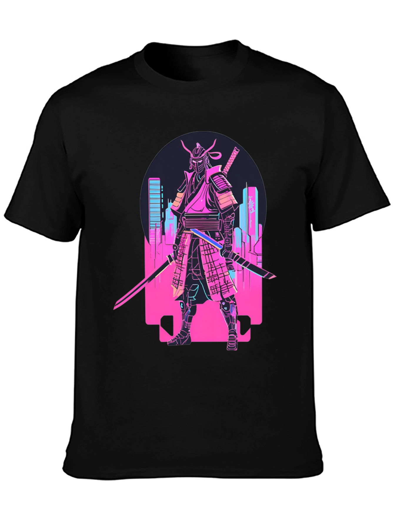 Cyberpunk Samurai T-Shirt - Neon City Warrior