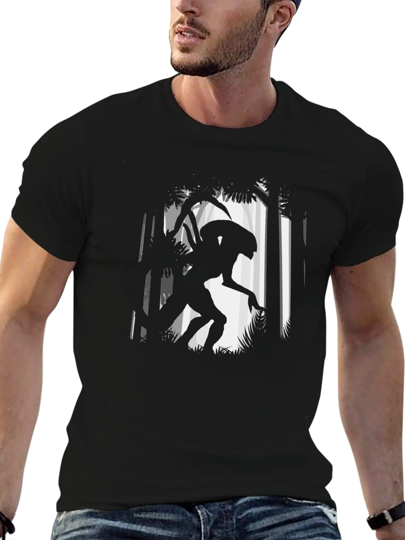 Alien in Forest Graphic Print T-Shirt