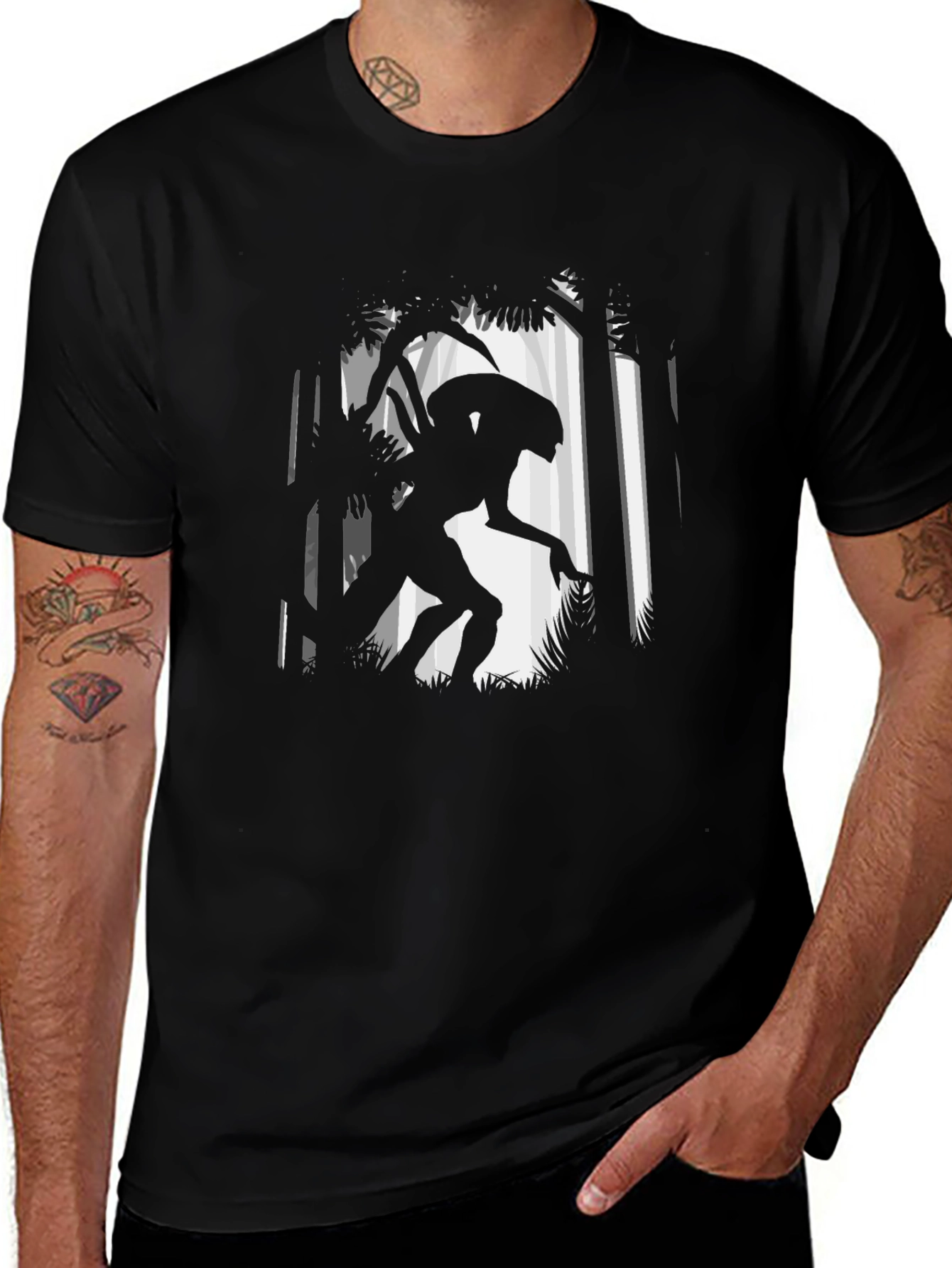 Alien in Forest Graphic Print T-Shirt