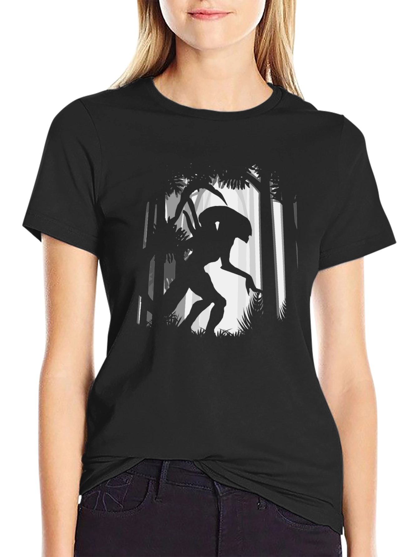 Alien in Forest Graphic Print T-Shirt
