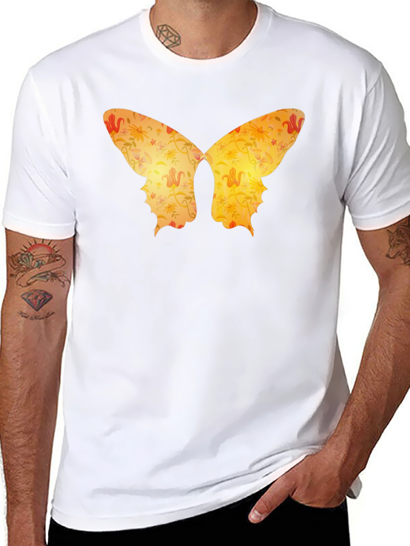 Butterfly Silhouette Floral Graphic Tee