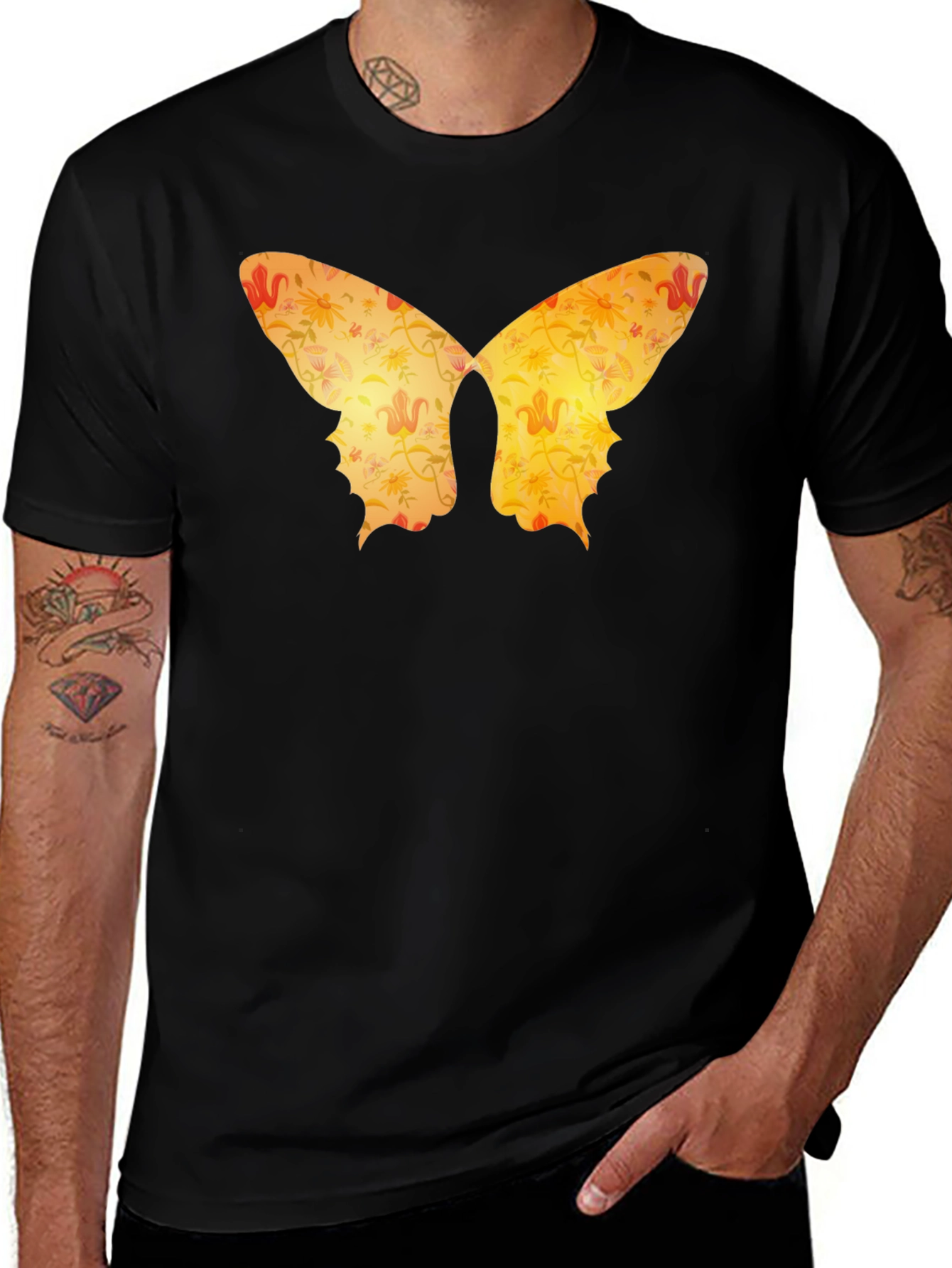Butterfly Silhouette Floral Graphic Tee