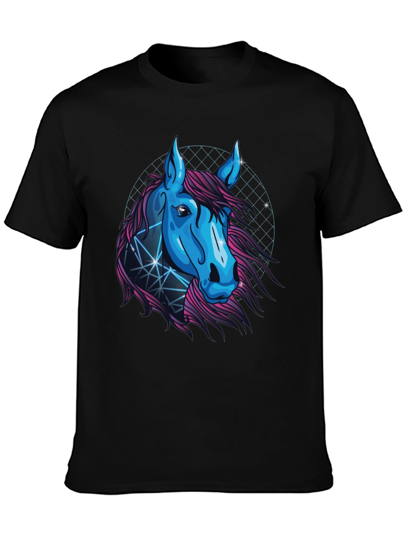 Cyber Horse Graphic Tee - Stylish Black T-Shirt