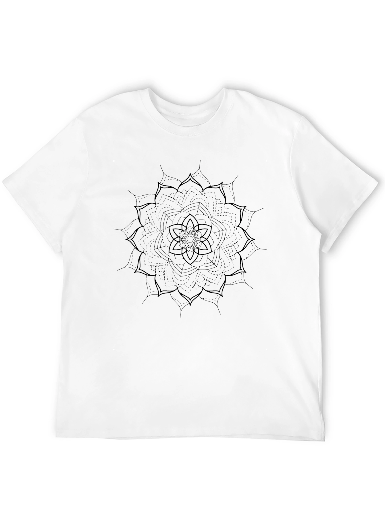 Black Mandala Print Crew Neck T-Shirt