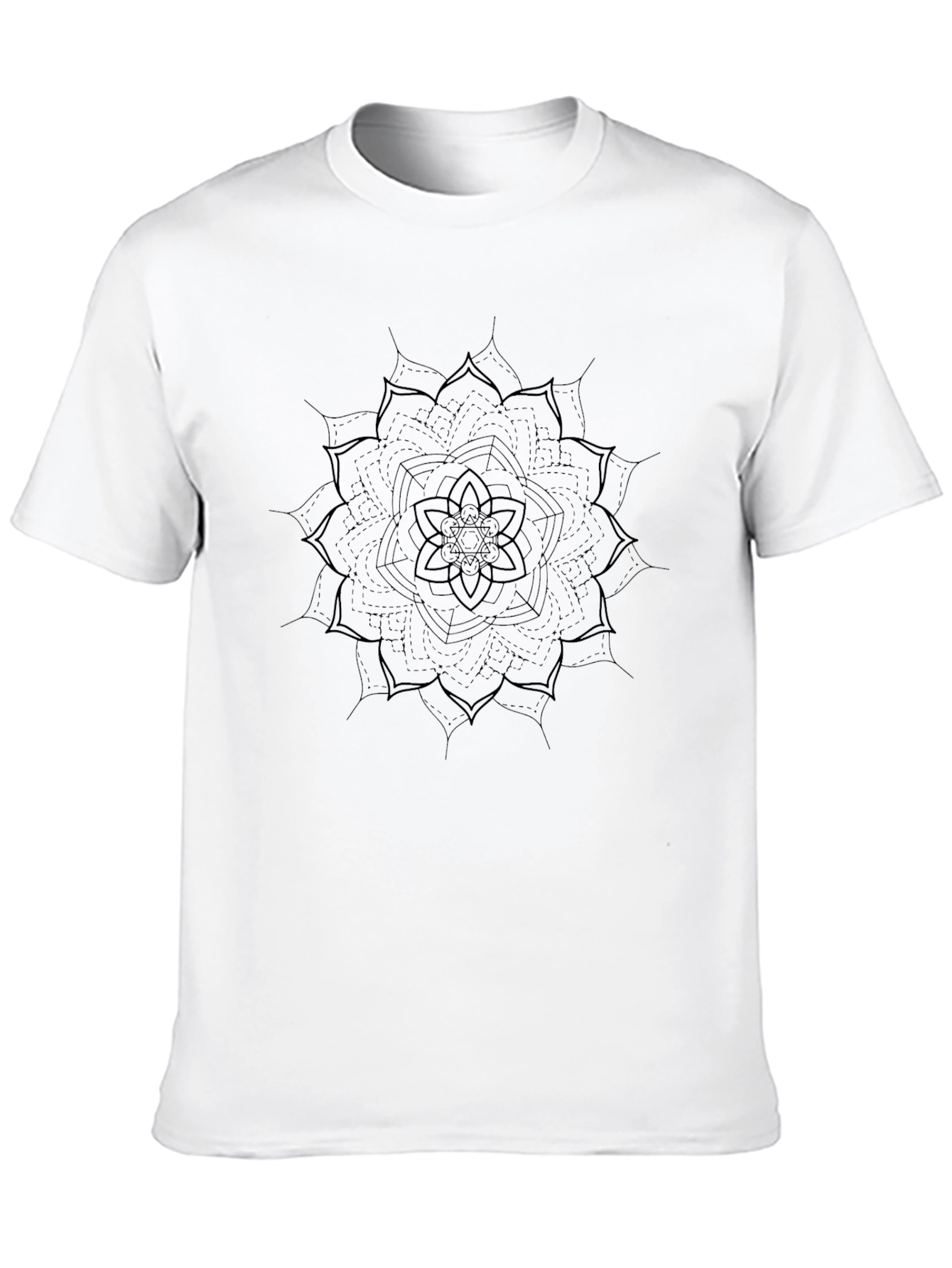 Black Mandala Print Crew Neck T-Shirt