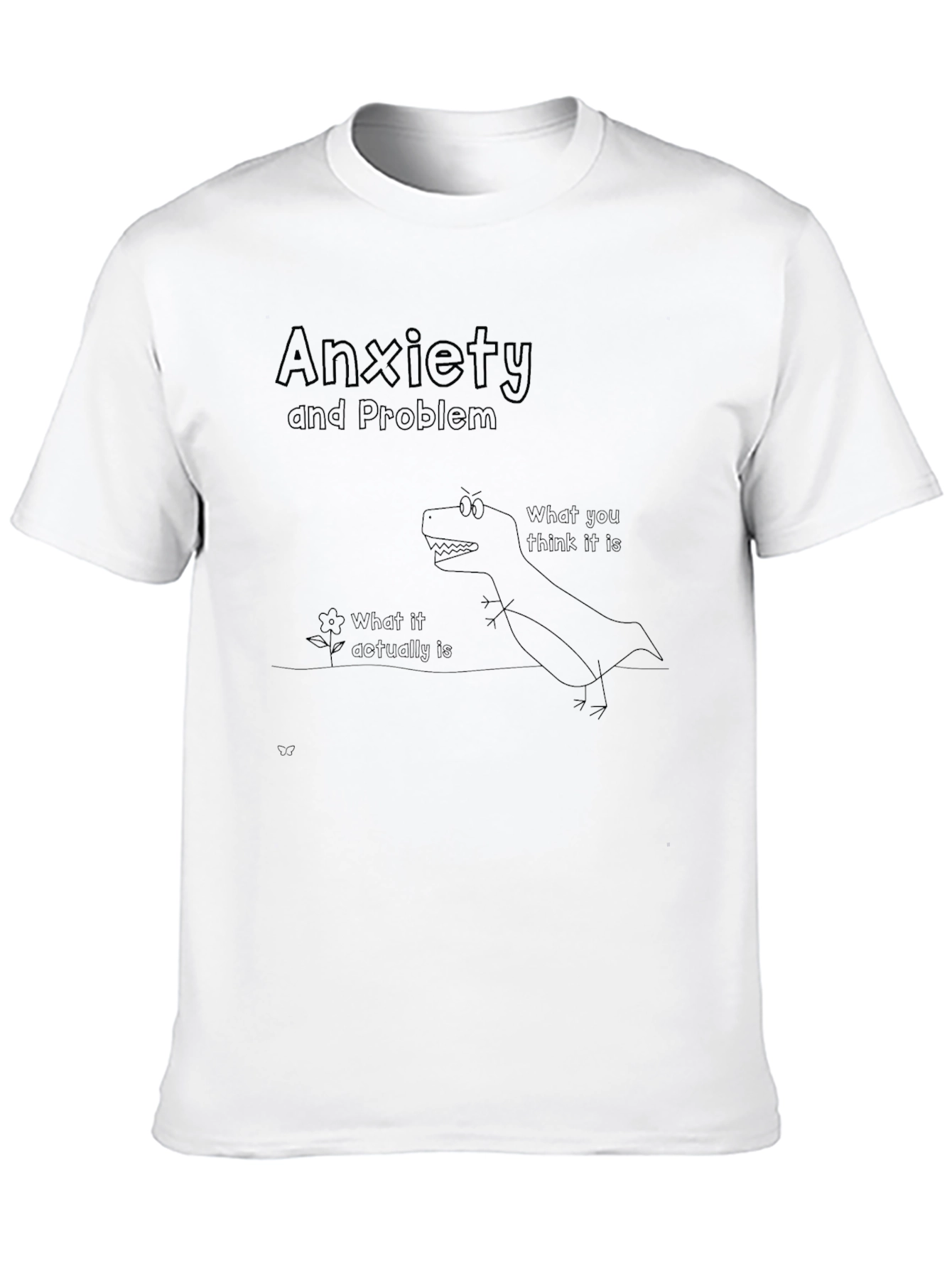 Anxiety Problem T-Shirt: Dinosaur vs. Flower Graphic Tee