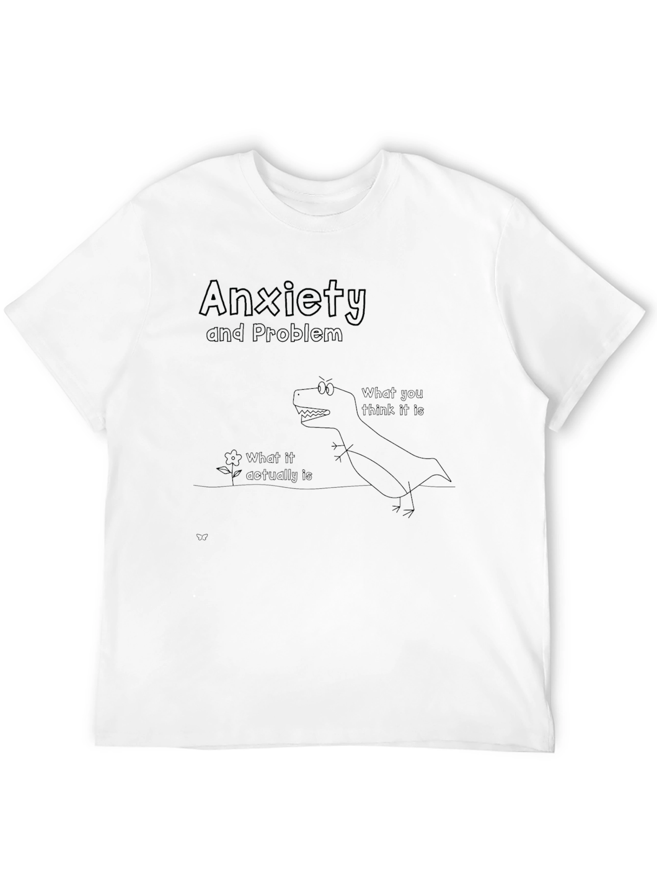 Anxiety Problem T-Shirt: Dinosaur vs. Flower Graphic Tee
