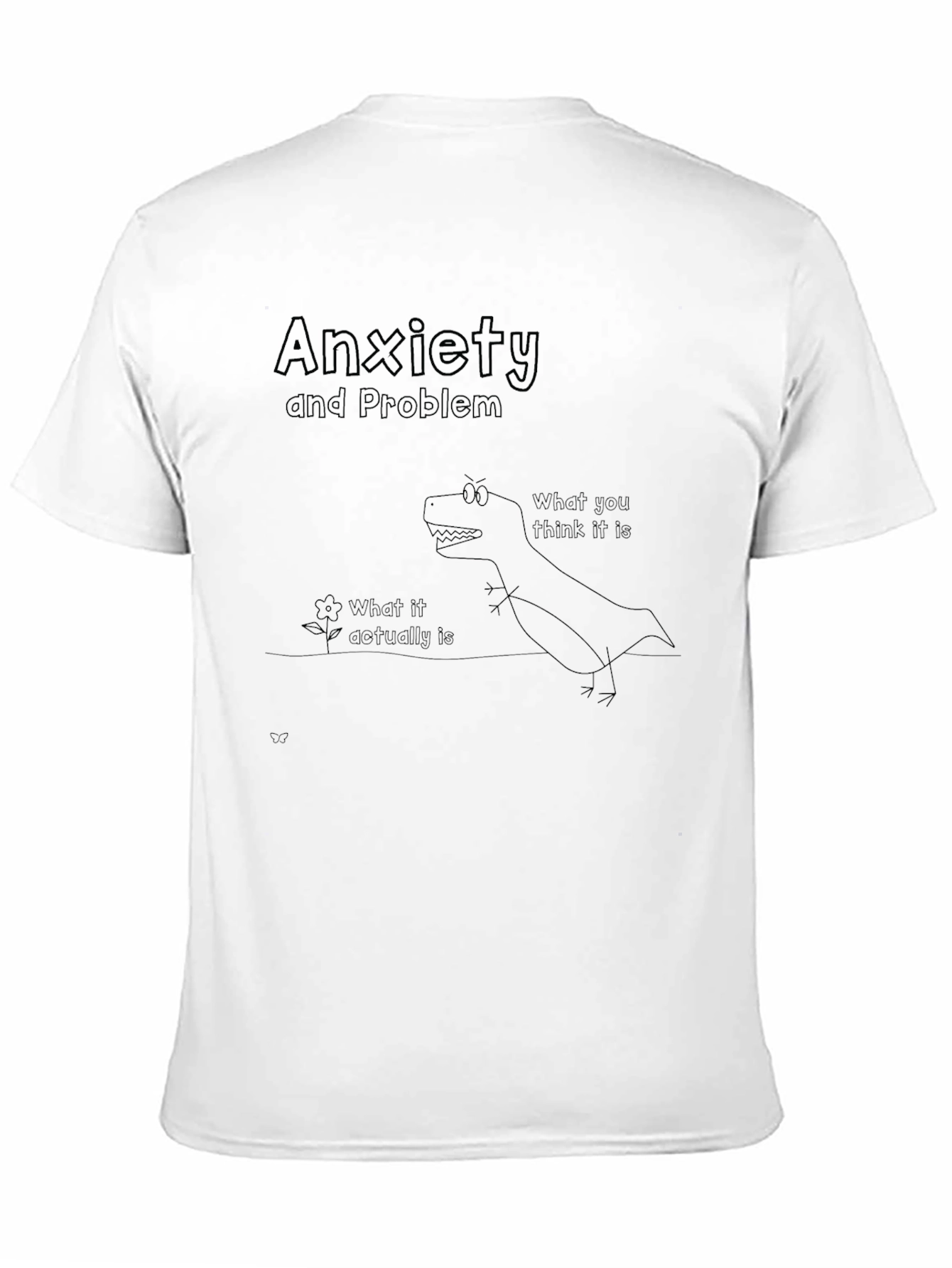Anxiety Problem T-Shirt: Dinosaur vs. Flower Graphic Tee