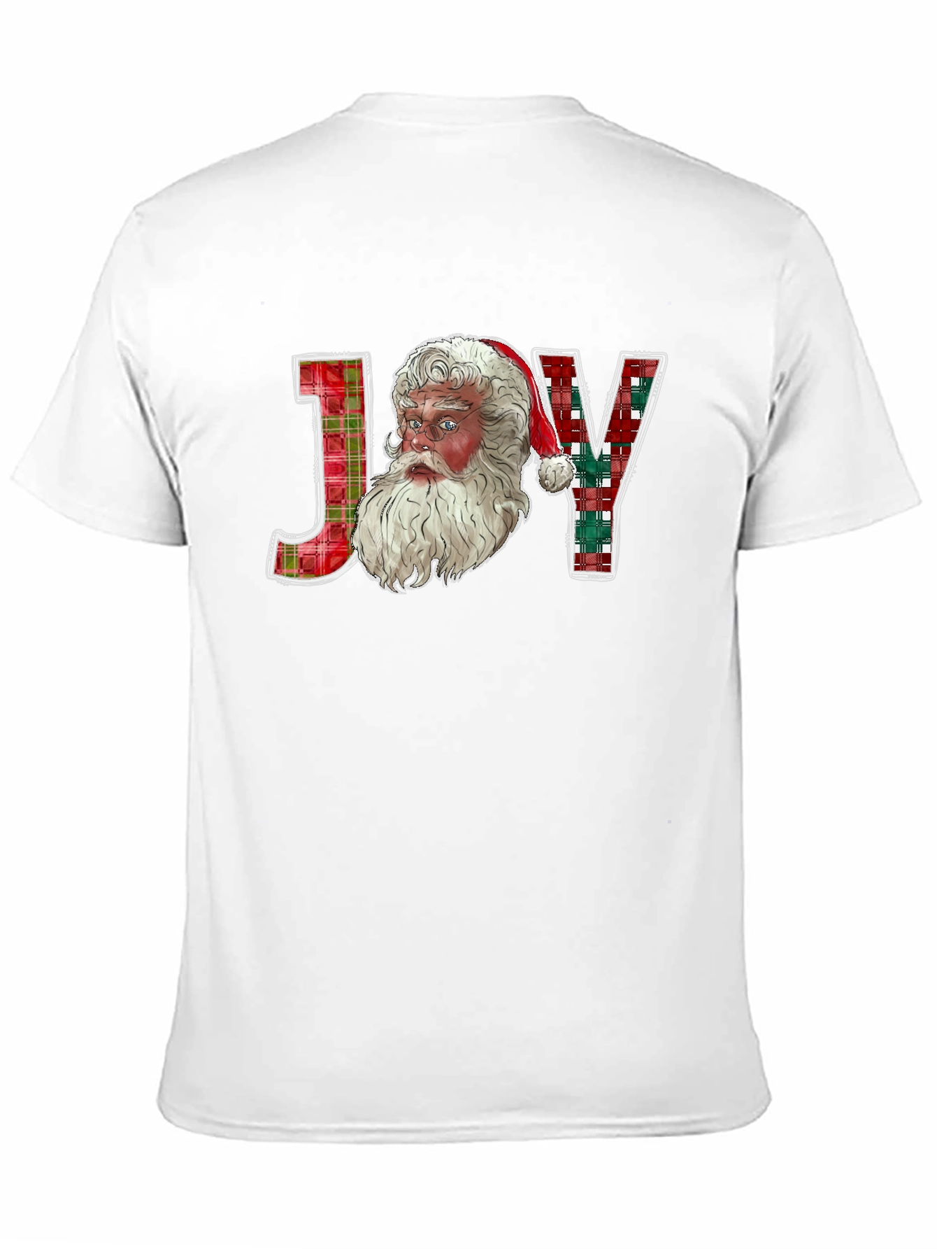 Joy Santa Plaid Christmas T-Shirt