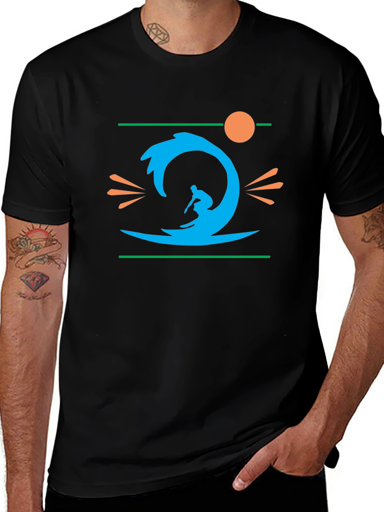Surfer Graphic Black T-Shirt