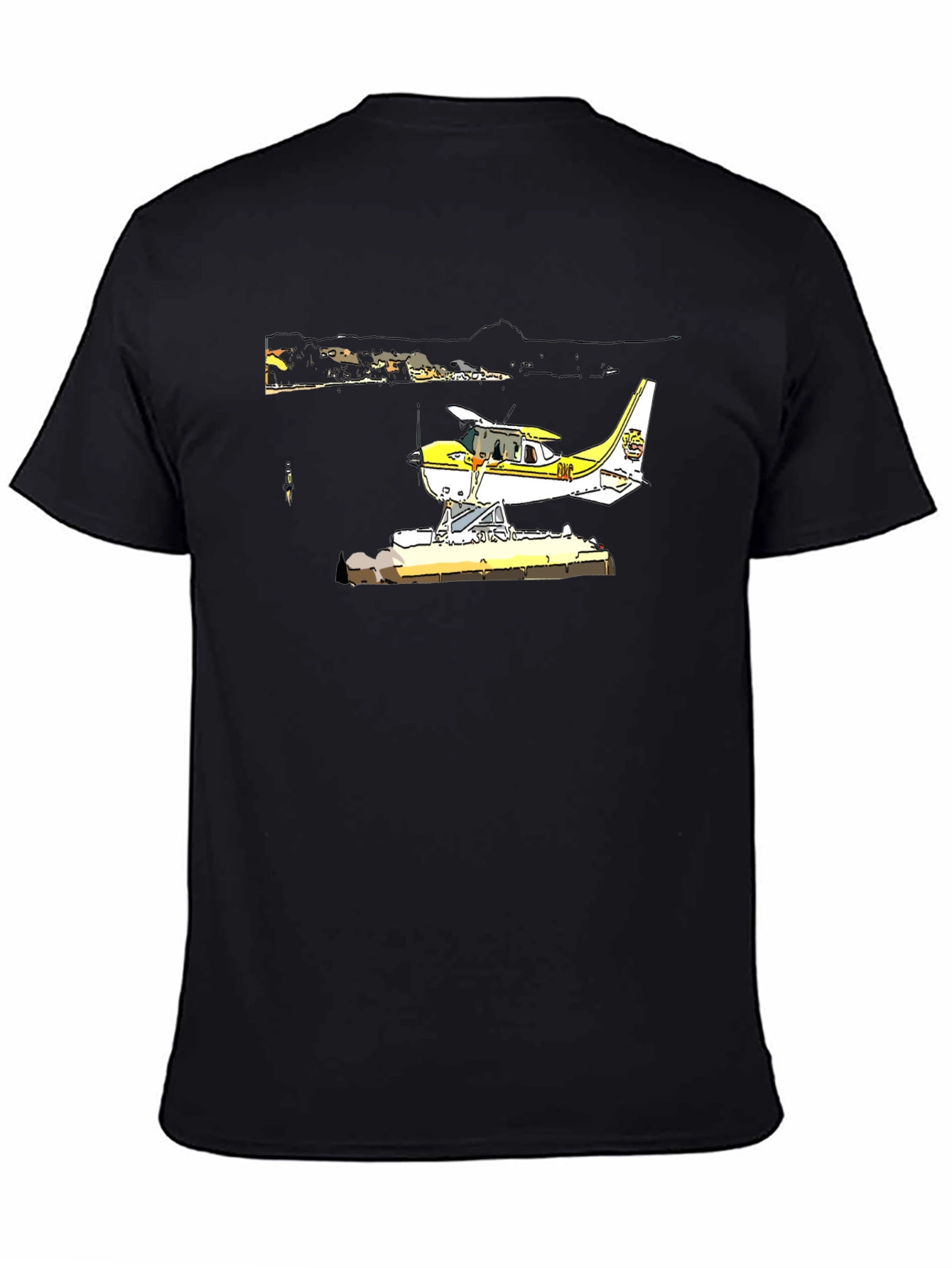 Seaplane Graphic T-Shirt - Black Cotton Tee