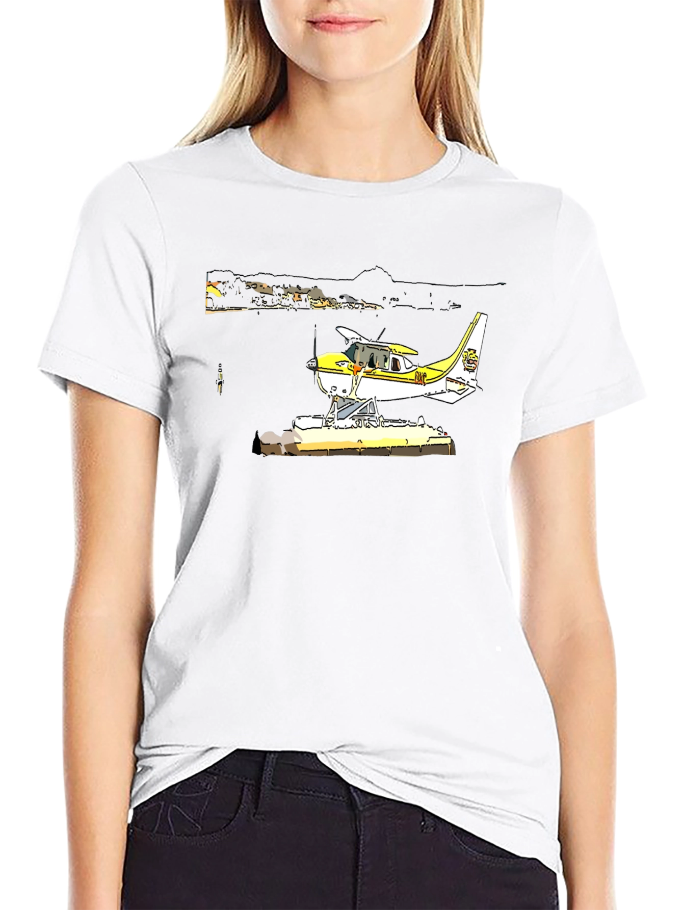 Seaplane Graphic T-Shirt - Black Cotton Tee