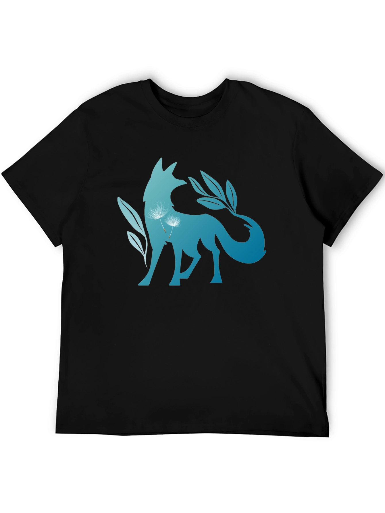 Nature Fox Graphic Tee - Stylish Black T-Shirt