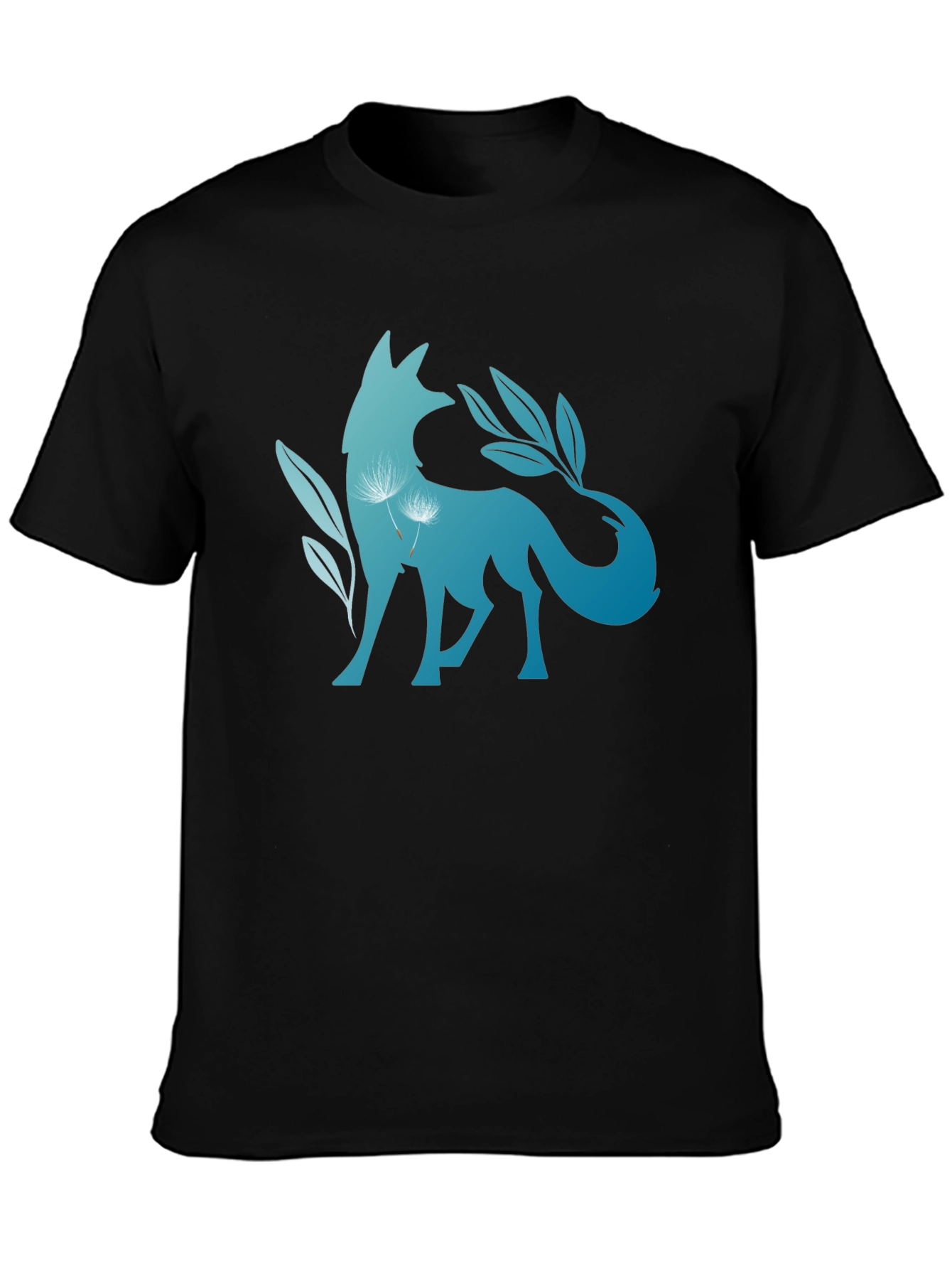 Nature Fox Graphic Tee - Stylish Black T-Shirt
