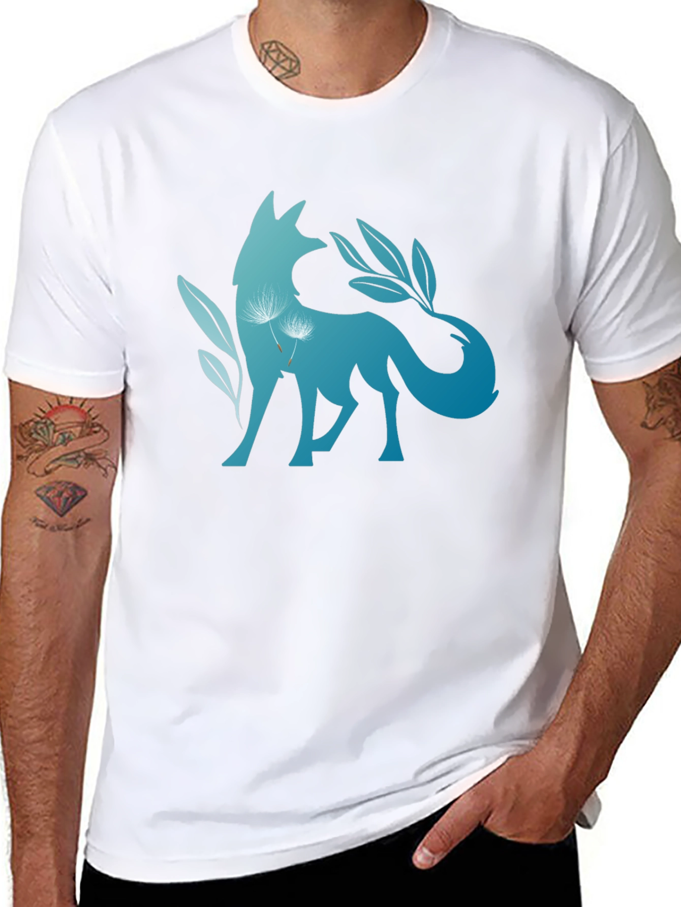 Nature Fox Graphic Tee - Stylish Black T-Shirt