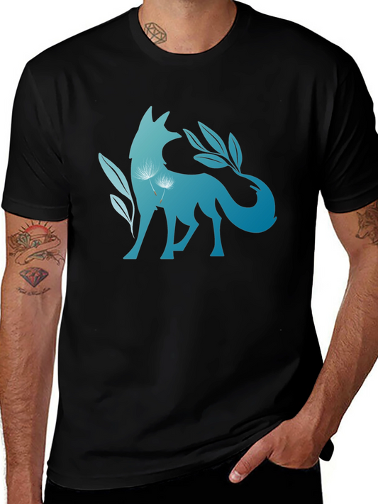Nature Fox Graphic Tee - Stylish Black T-Shirt