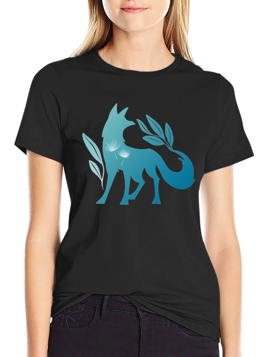Nature Fox Graphic Tee - Stylish Black T-Shirt