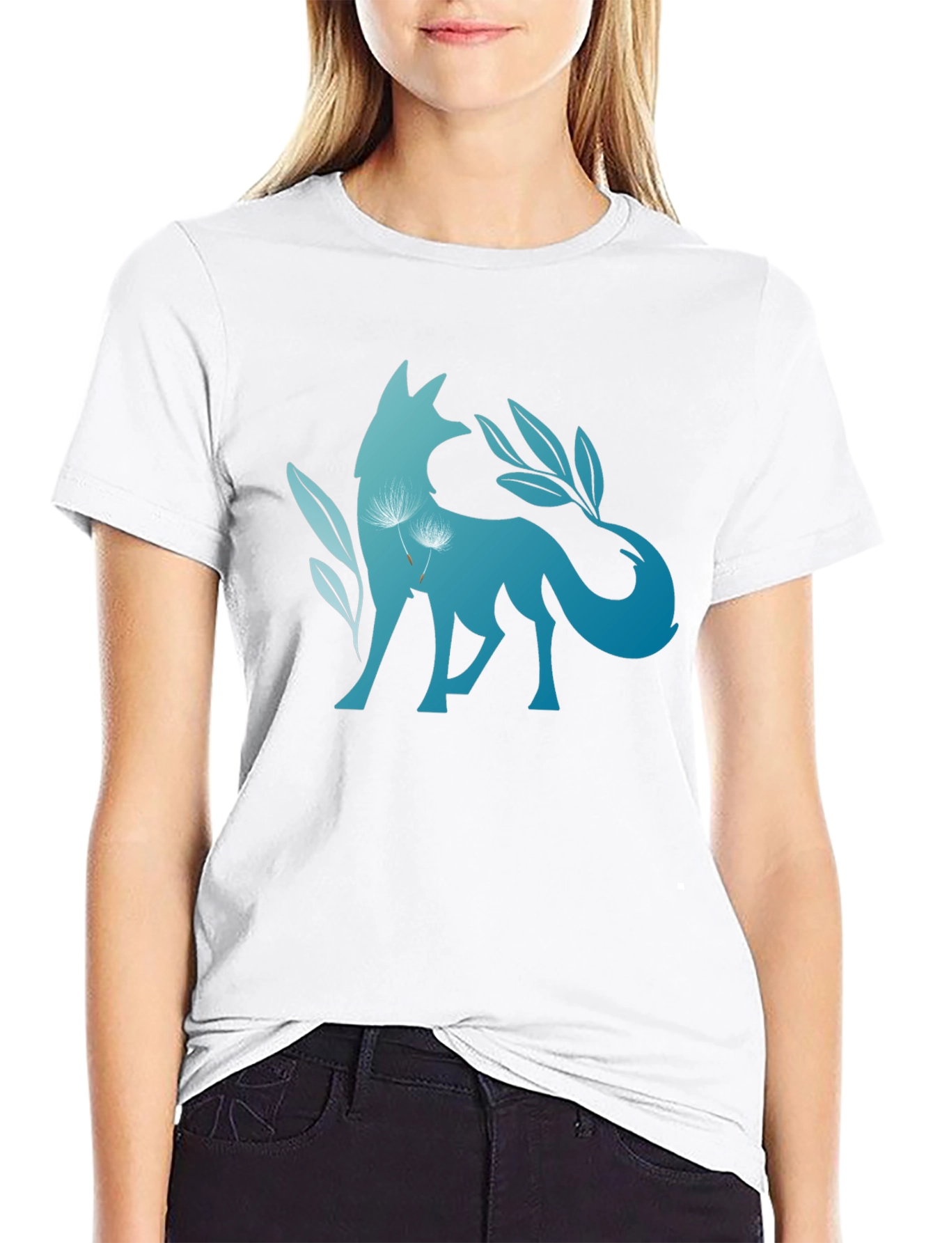 Nature Fox Graphic Tee - Stylish Black T-Shirt
