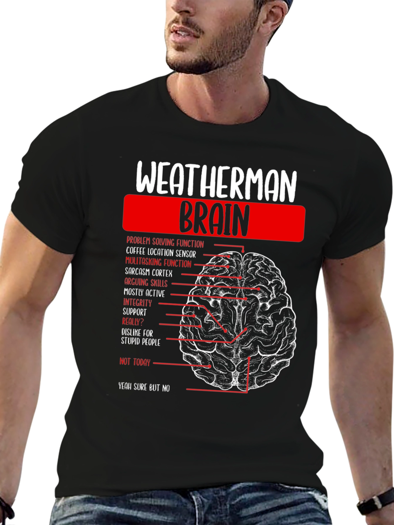 Weatherman Brain Anatomy Funny T-Shirt