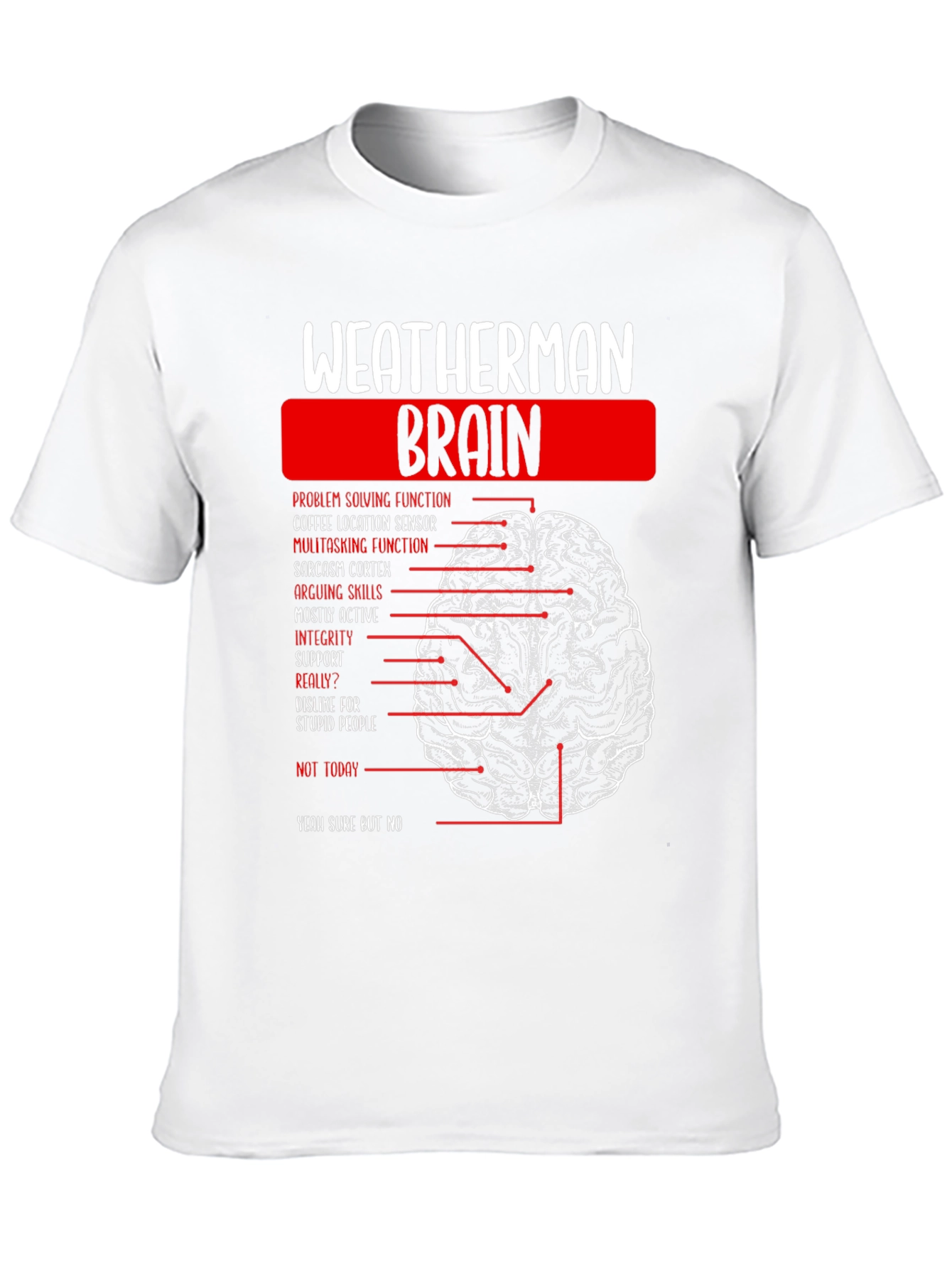 Weatherman Brain Anatomy Funny T-Shirt