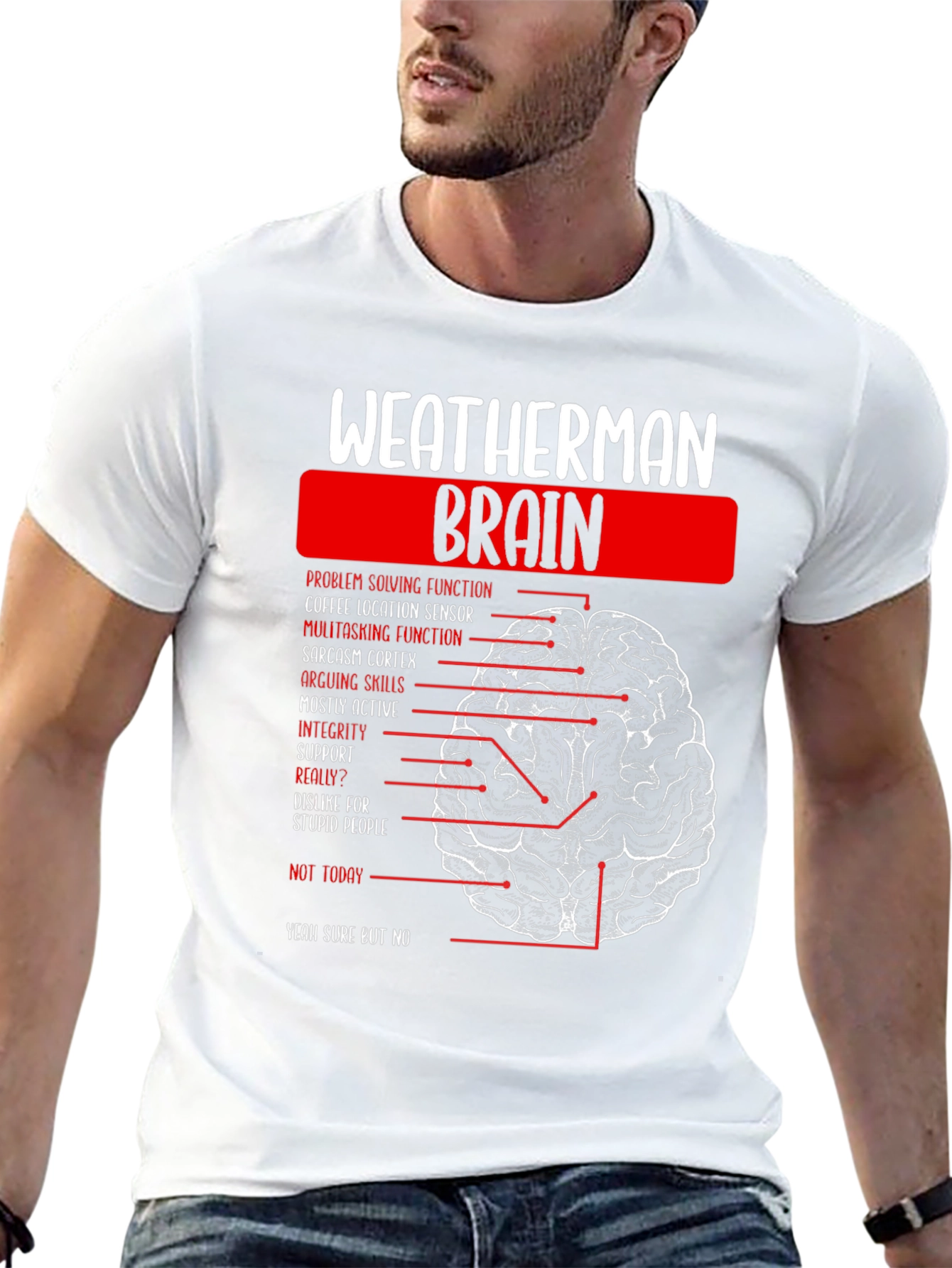 Weatherman Brain Anatomy Funny T-Shirt