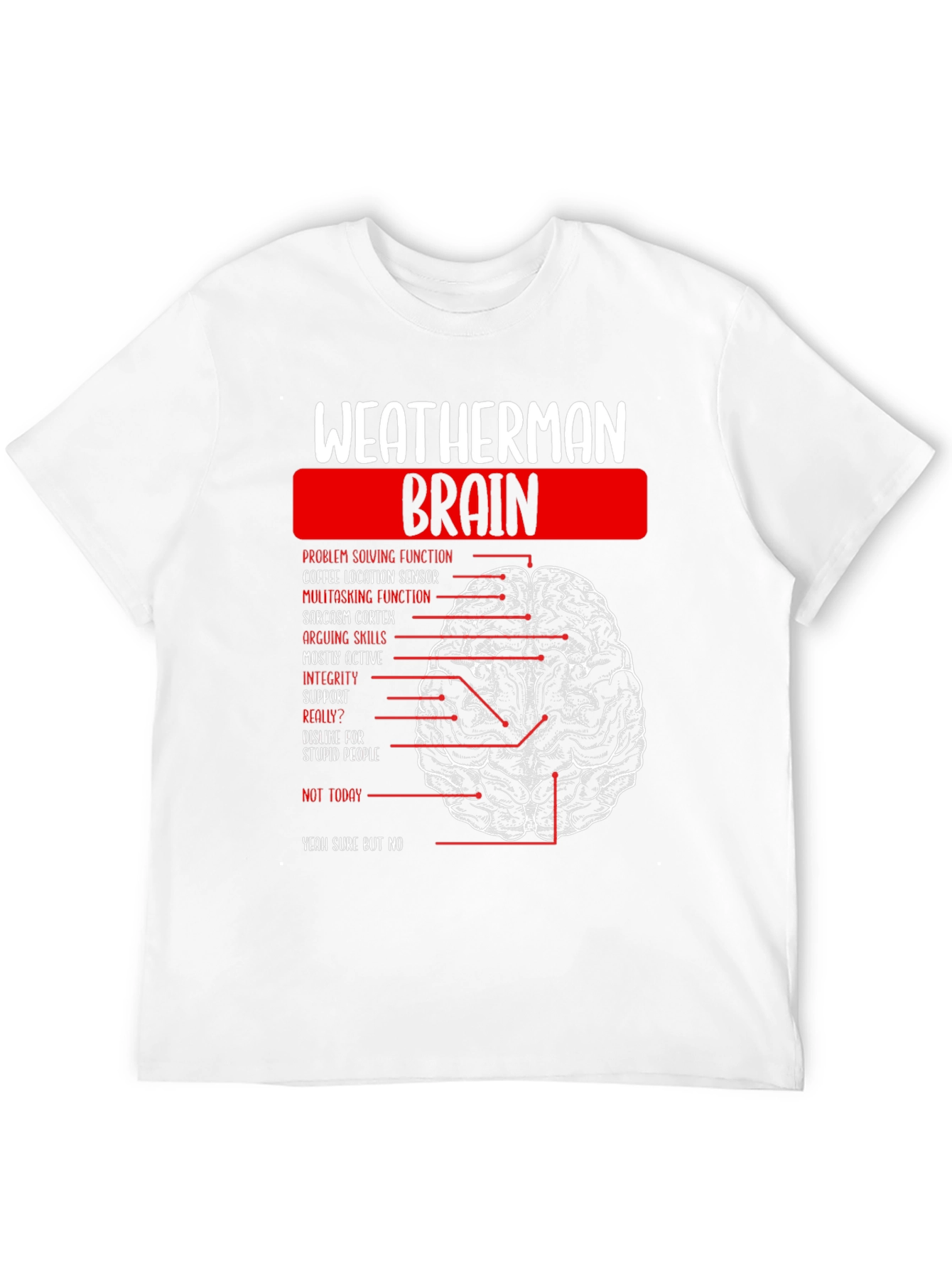 Weatherman Brain Anatomy Funny T-Shirt