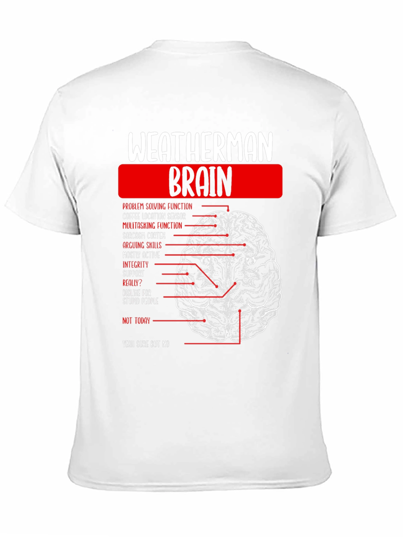 Weatherman Brain Anatomy Funny T-Shirt