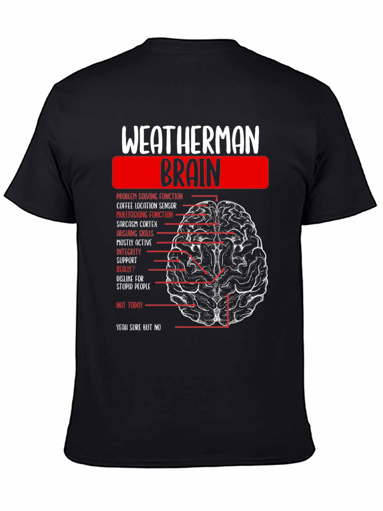 Weatherman Brain Anatomy Funny T-Shirt