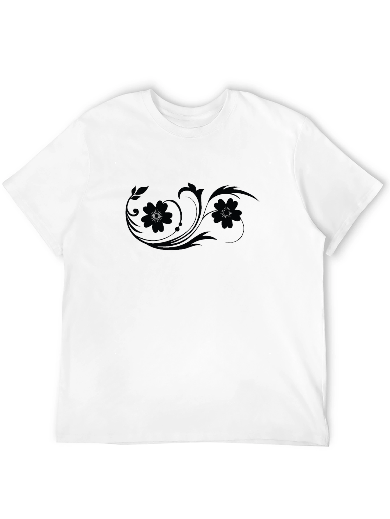 Stylish Black T-Shirt with Floral Design