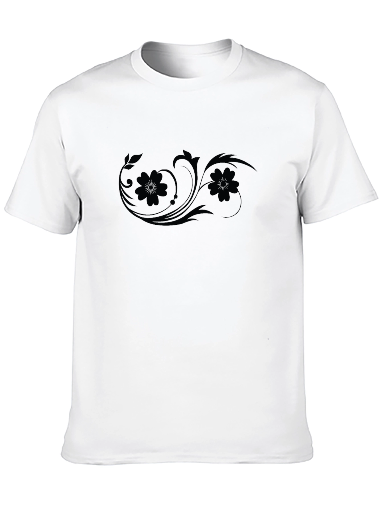 Stylish Black T-Shirt with Floral Design