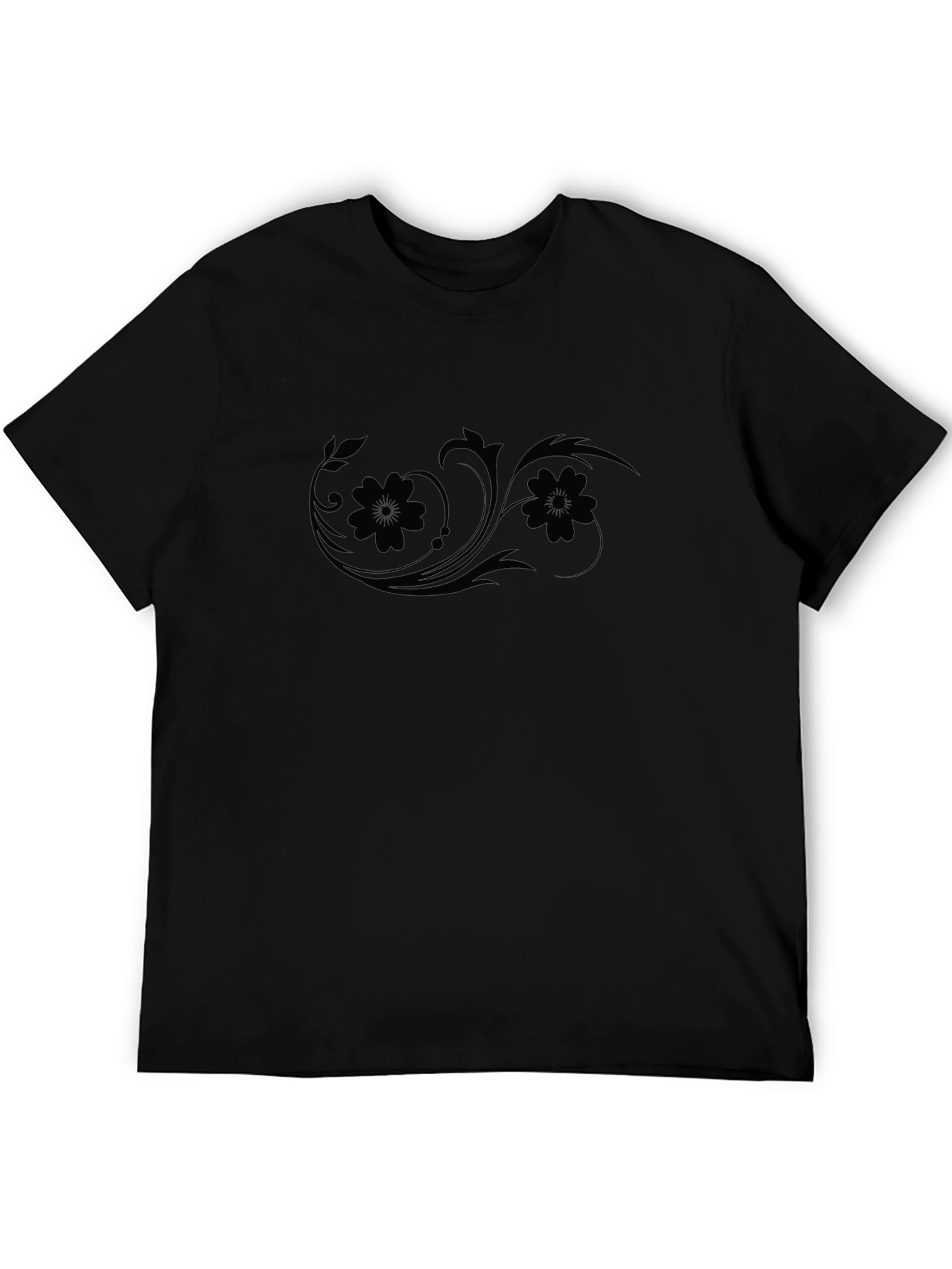 Stylish Black T-Shirt with Floral Design