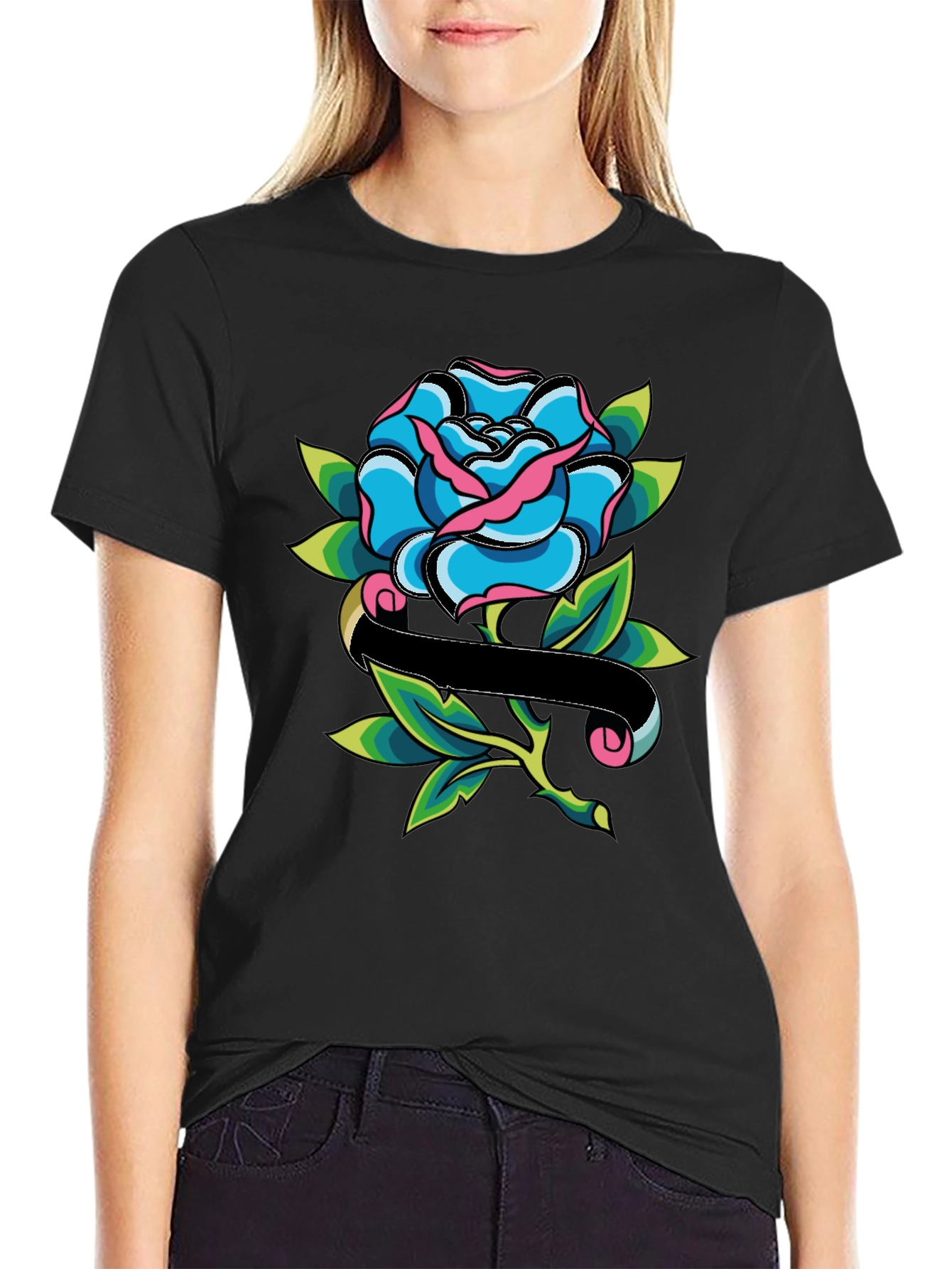 Blue Rose Tattoo Graphic T-Shirt - Unisex