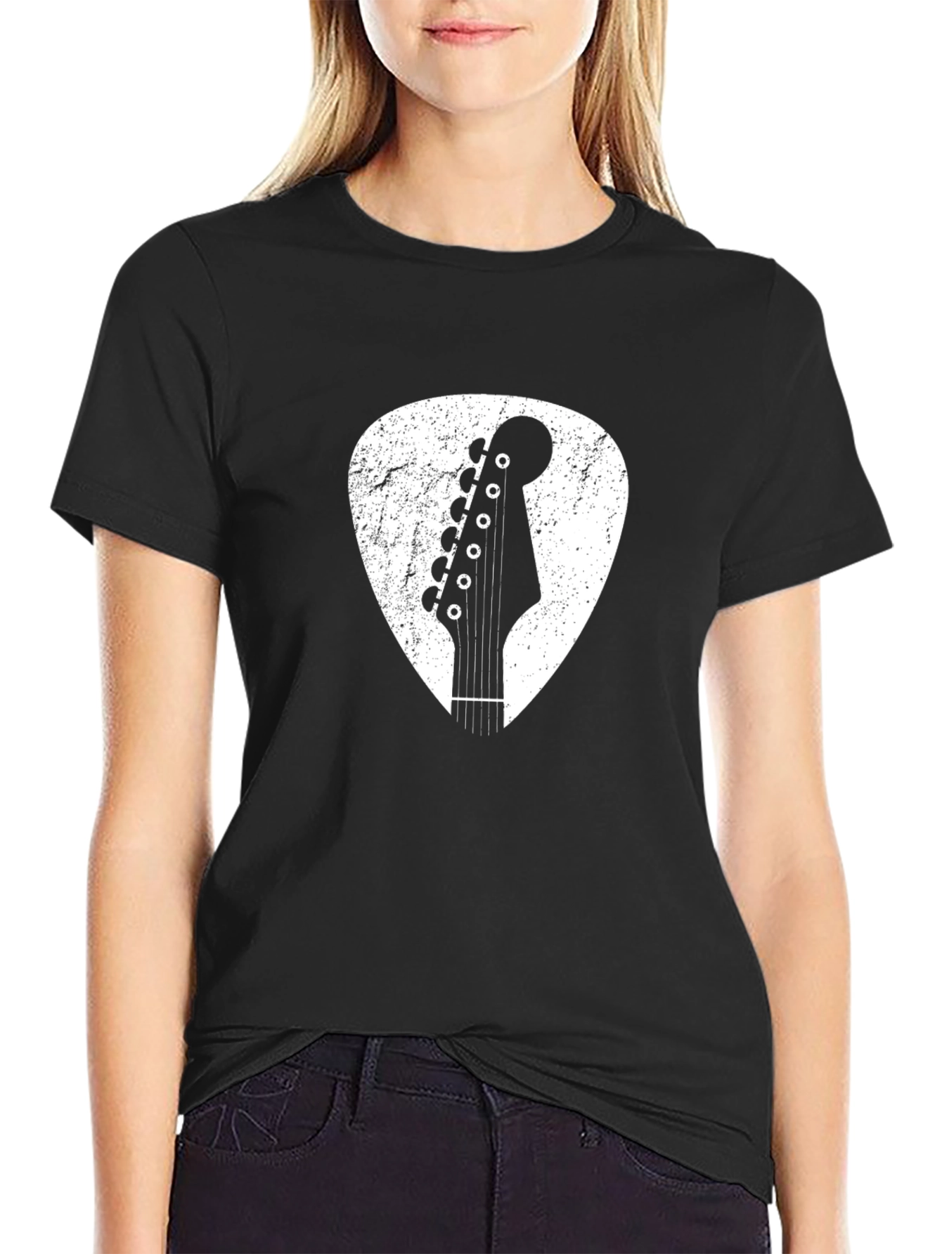 Guitar Pick Headstock Graphic Tee - Black