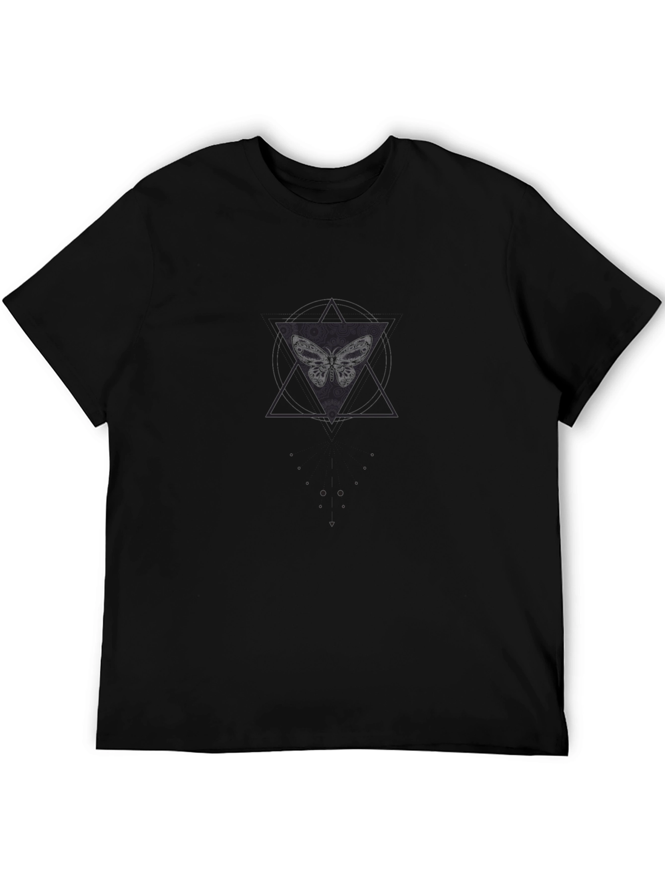 Butterfly Geometric Graphic Print Black Tee