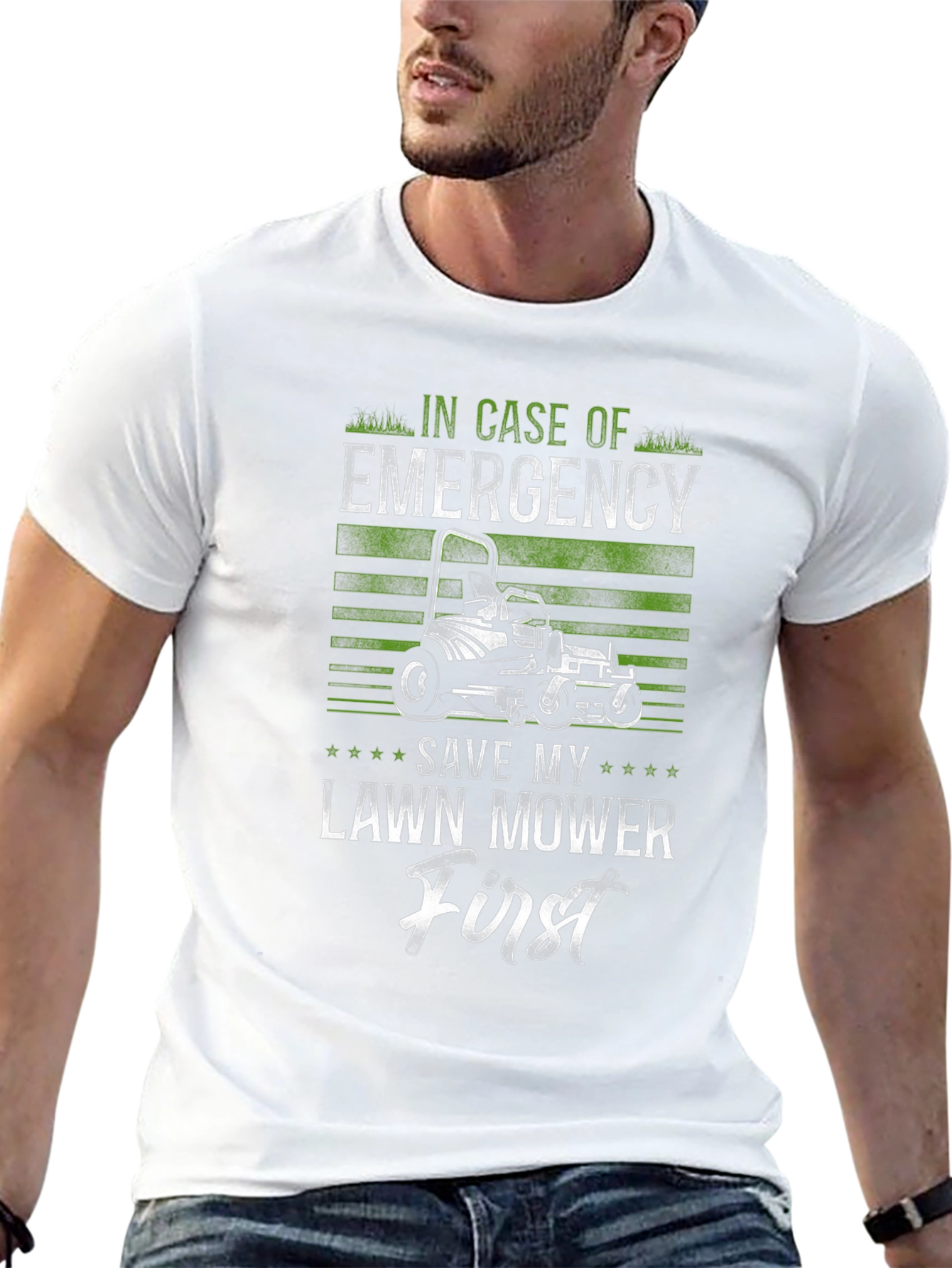 Emergency Lawn Mower T-Shirt: Save It First!