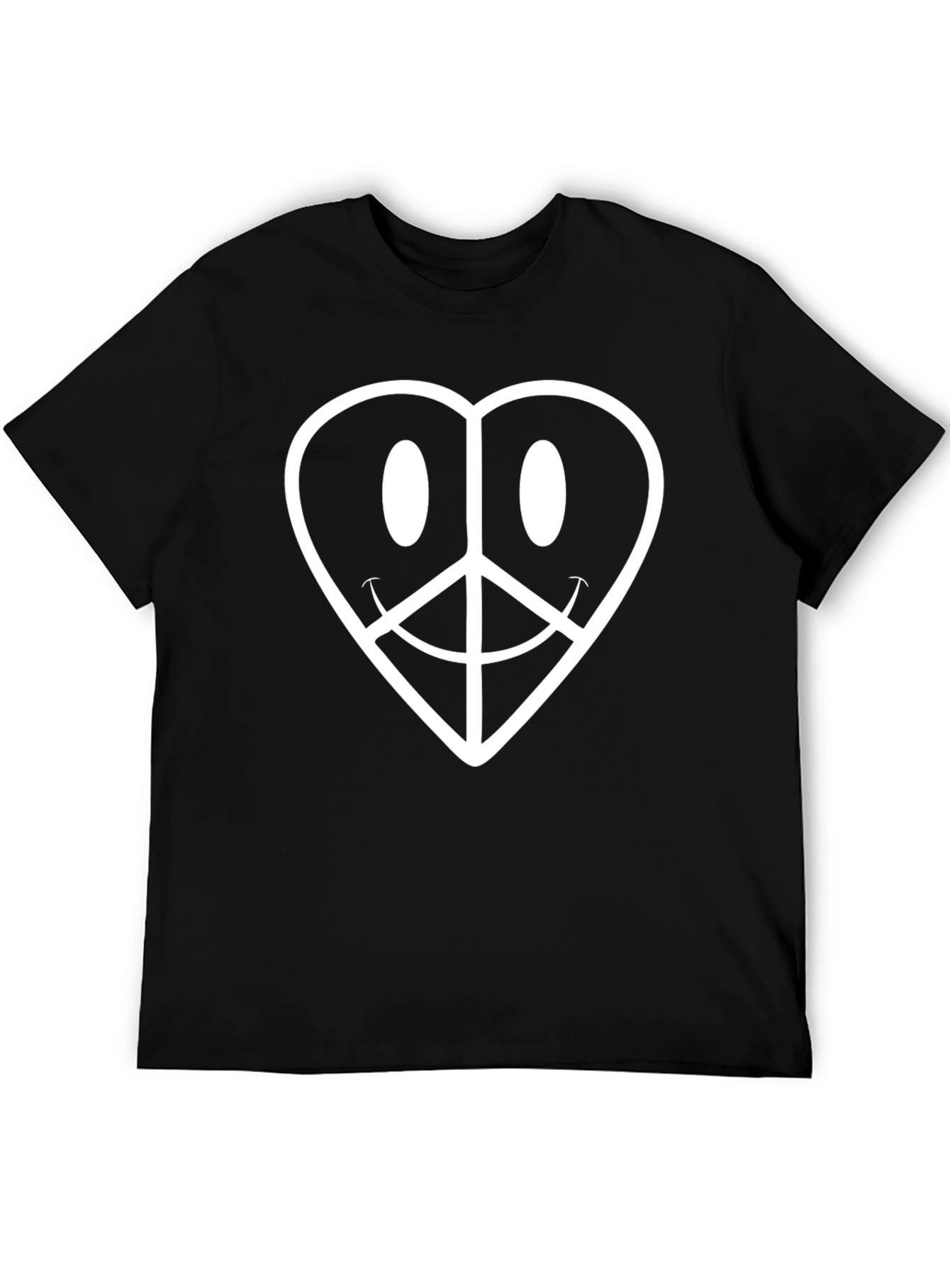 Peace & Love Heart T-Shirt - Black
