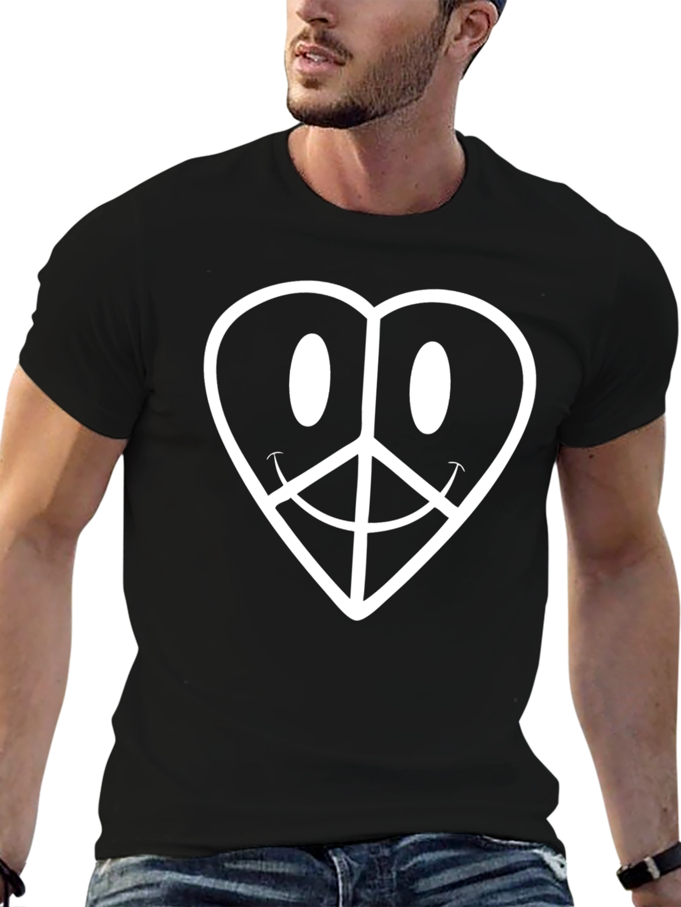 Peace & Love Heart T-Shirt - Black