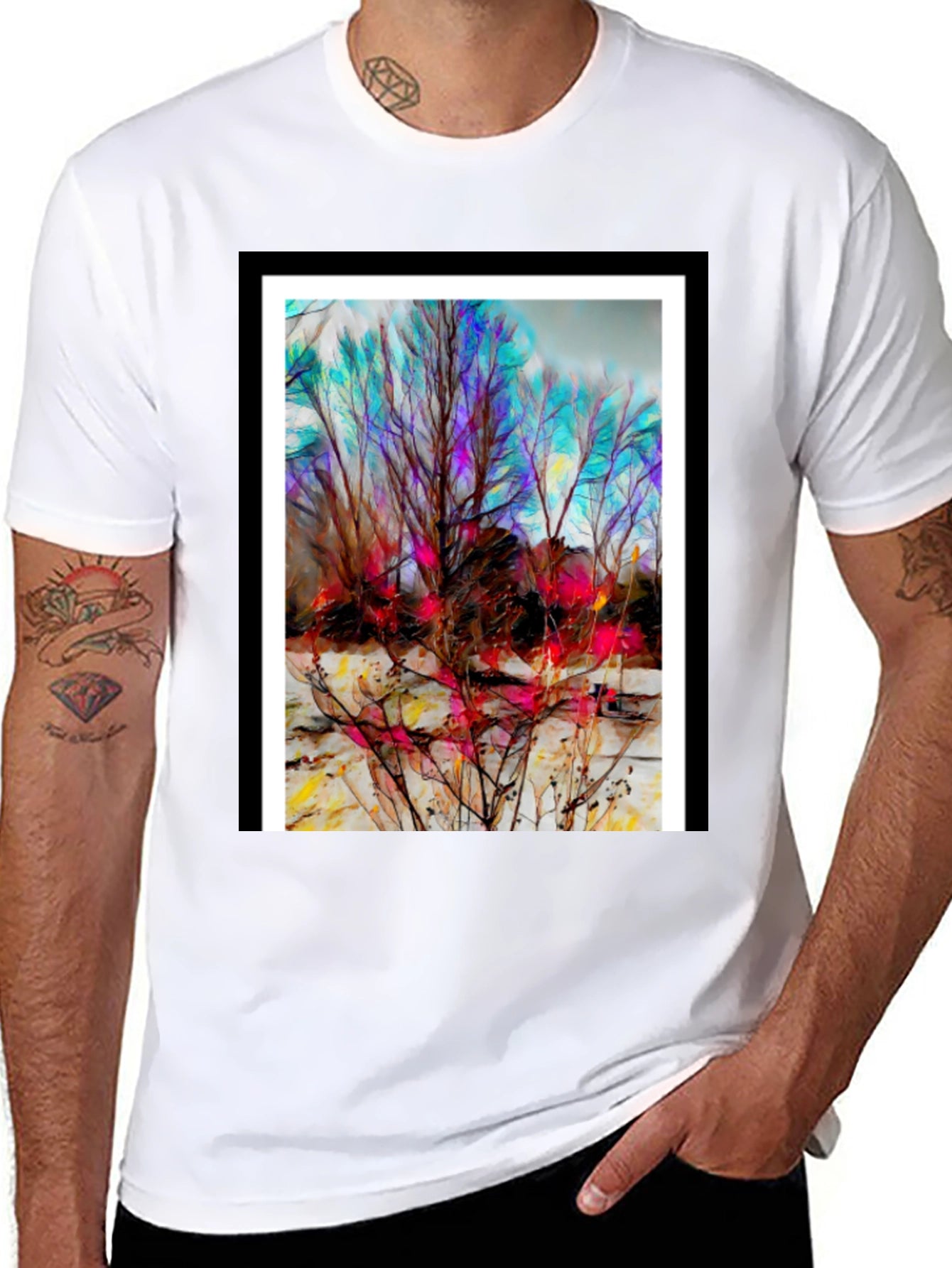 Abstract Winter Tree Art T-Shirt - Unique Design