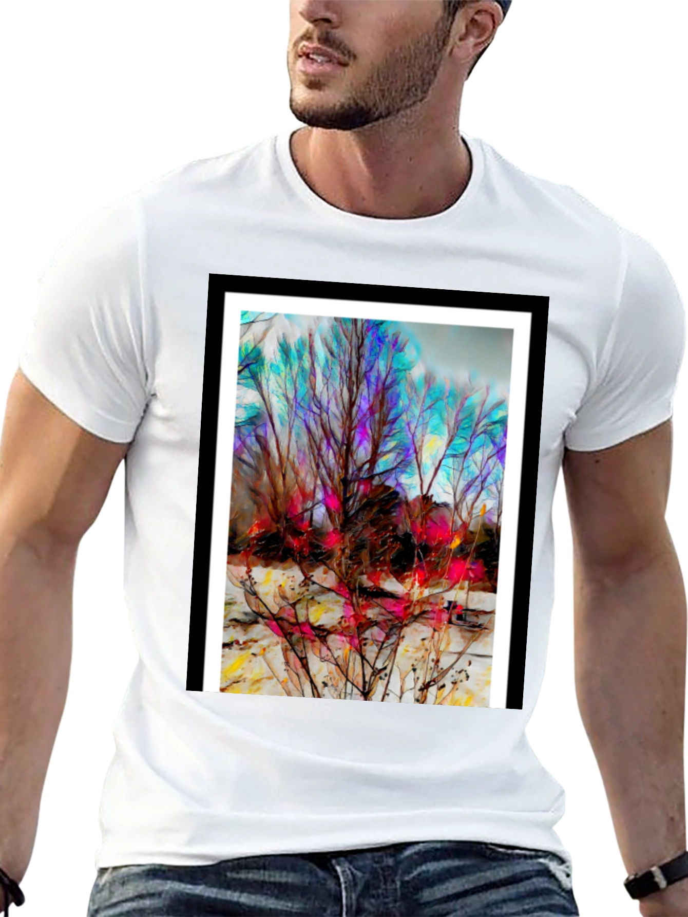 Abstract Winter Tree Art T-Shirt - Unique Design