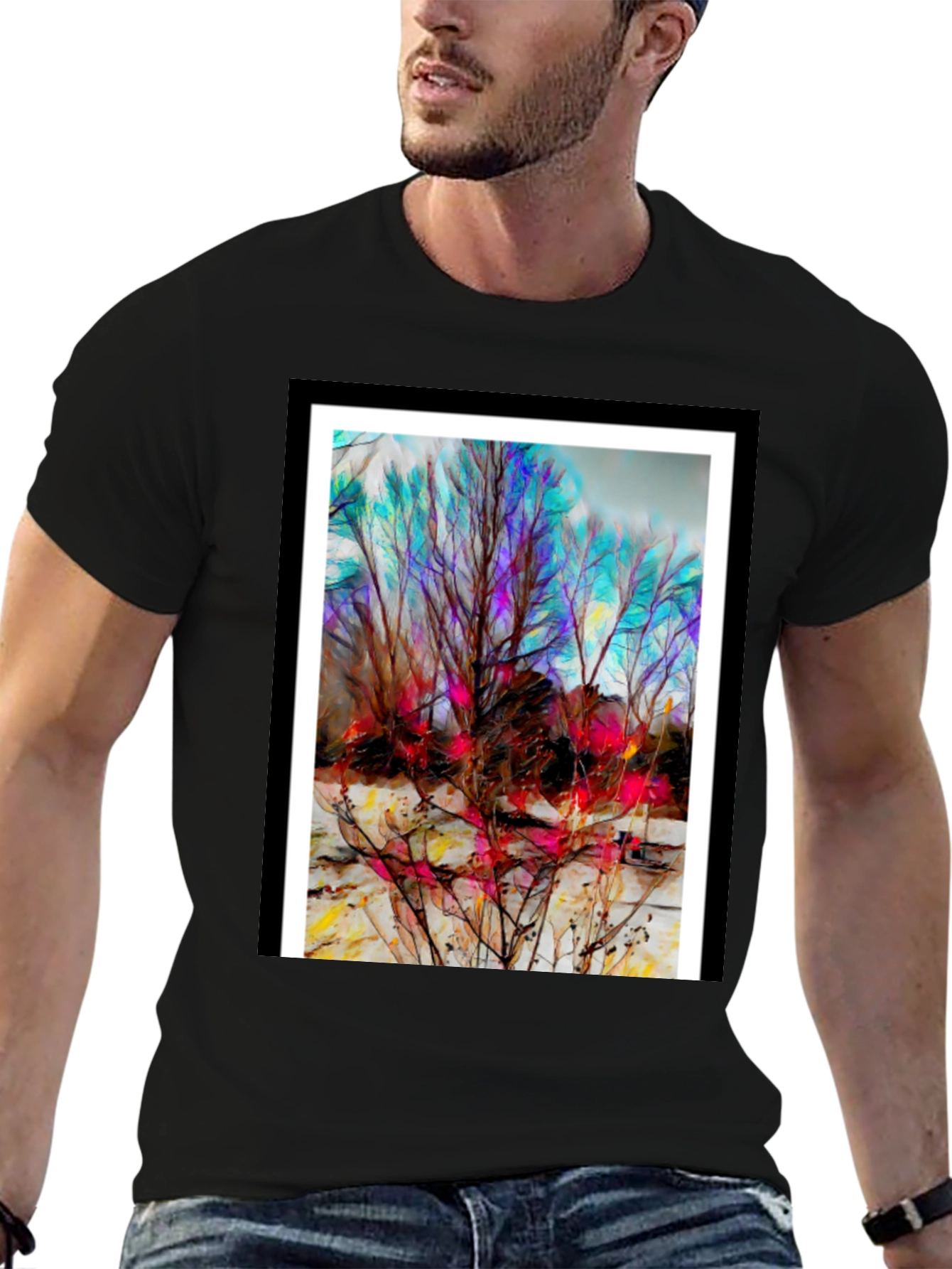 Abstract Winter Tree Art T-Shirt - Unique Design