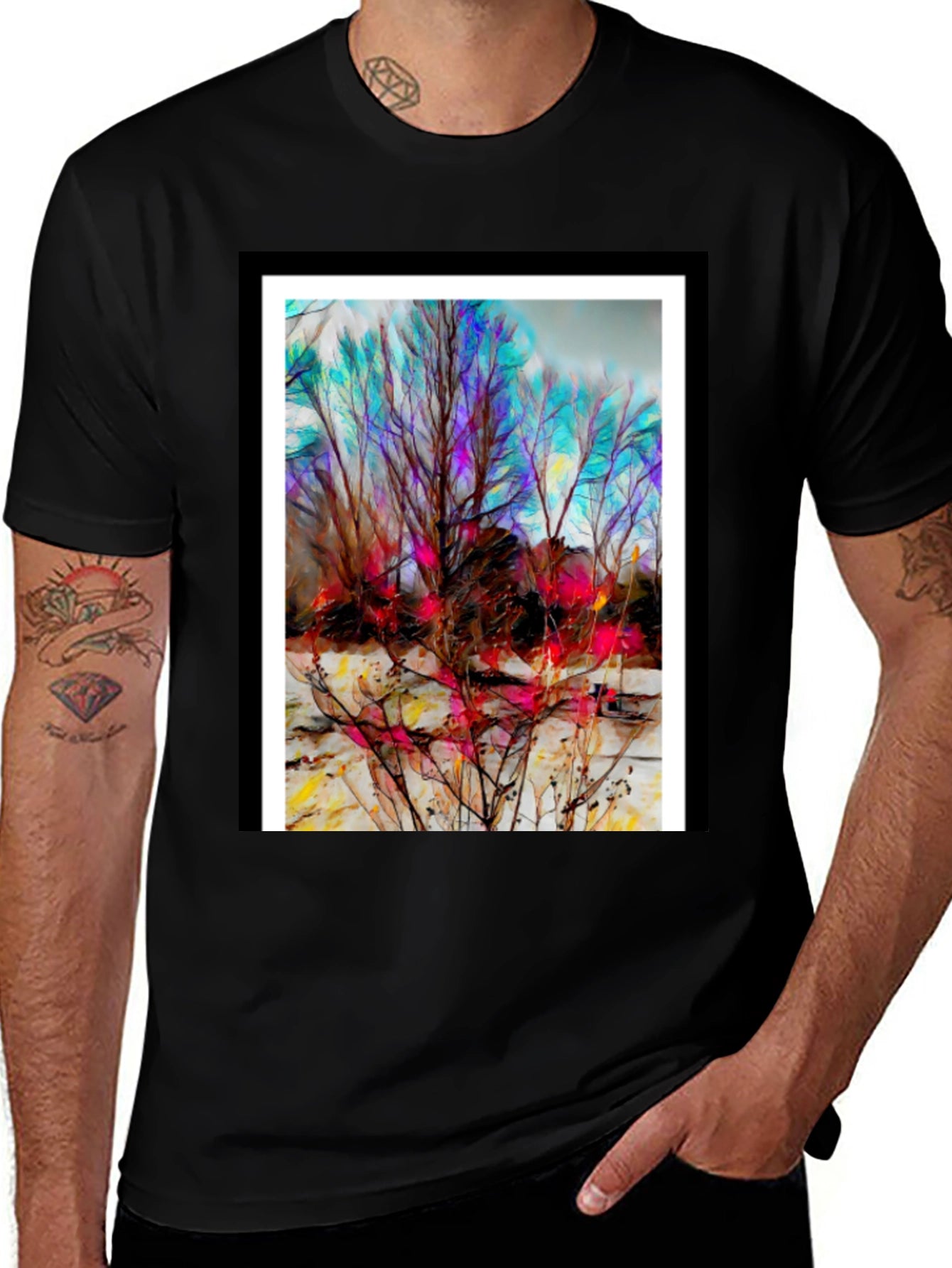 Abstract Winter Tree Art T-Shirt - Unique Design