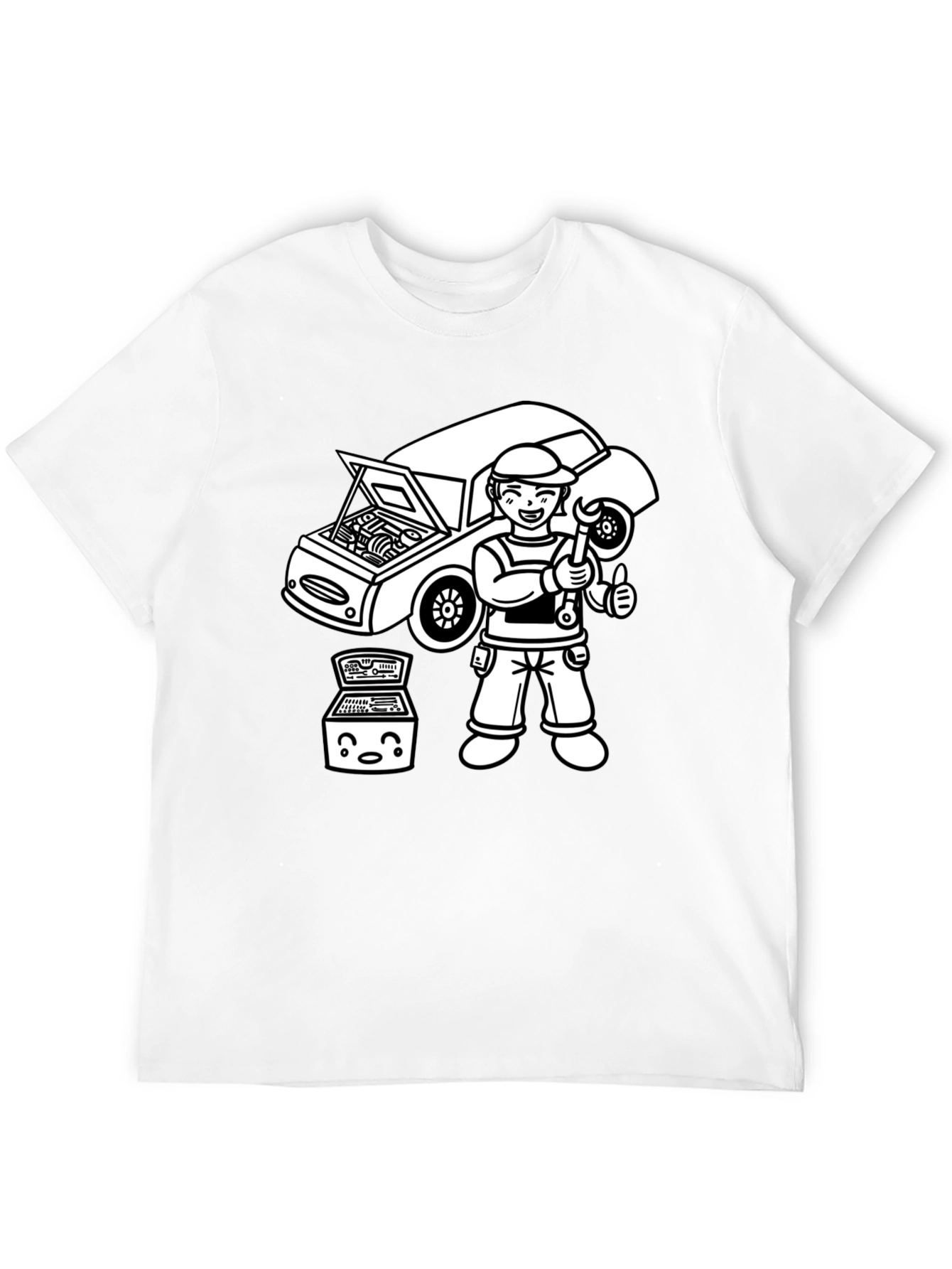 Mechanic Cartoon T-Shirt - Black Graphic Tee