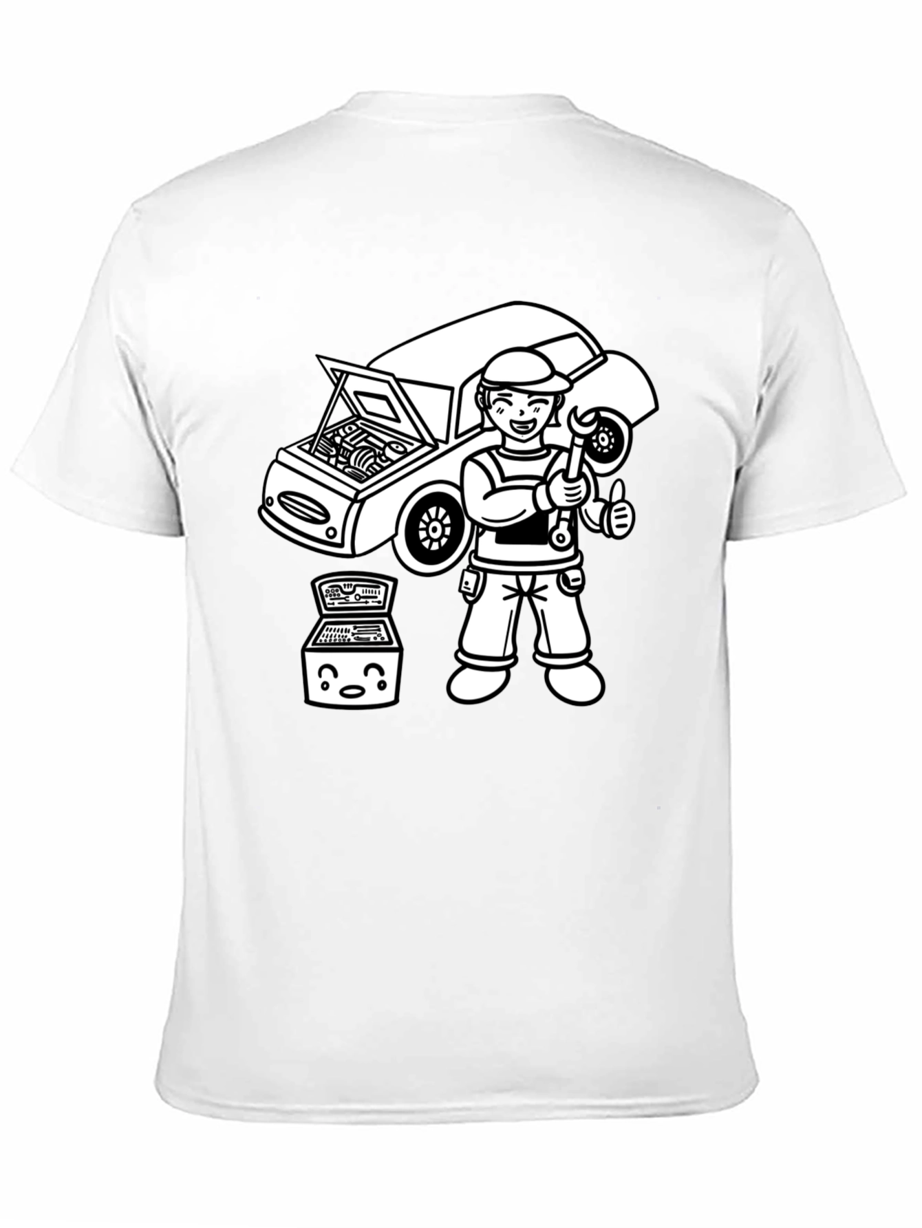 Mechanic Cartoon T-Shirt - Black Graphic Tee