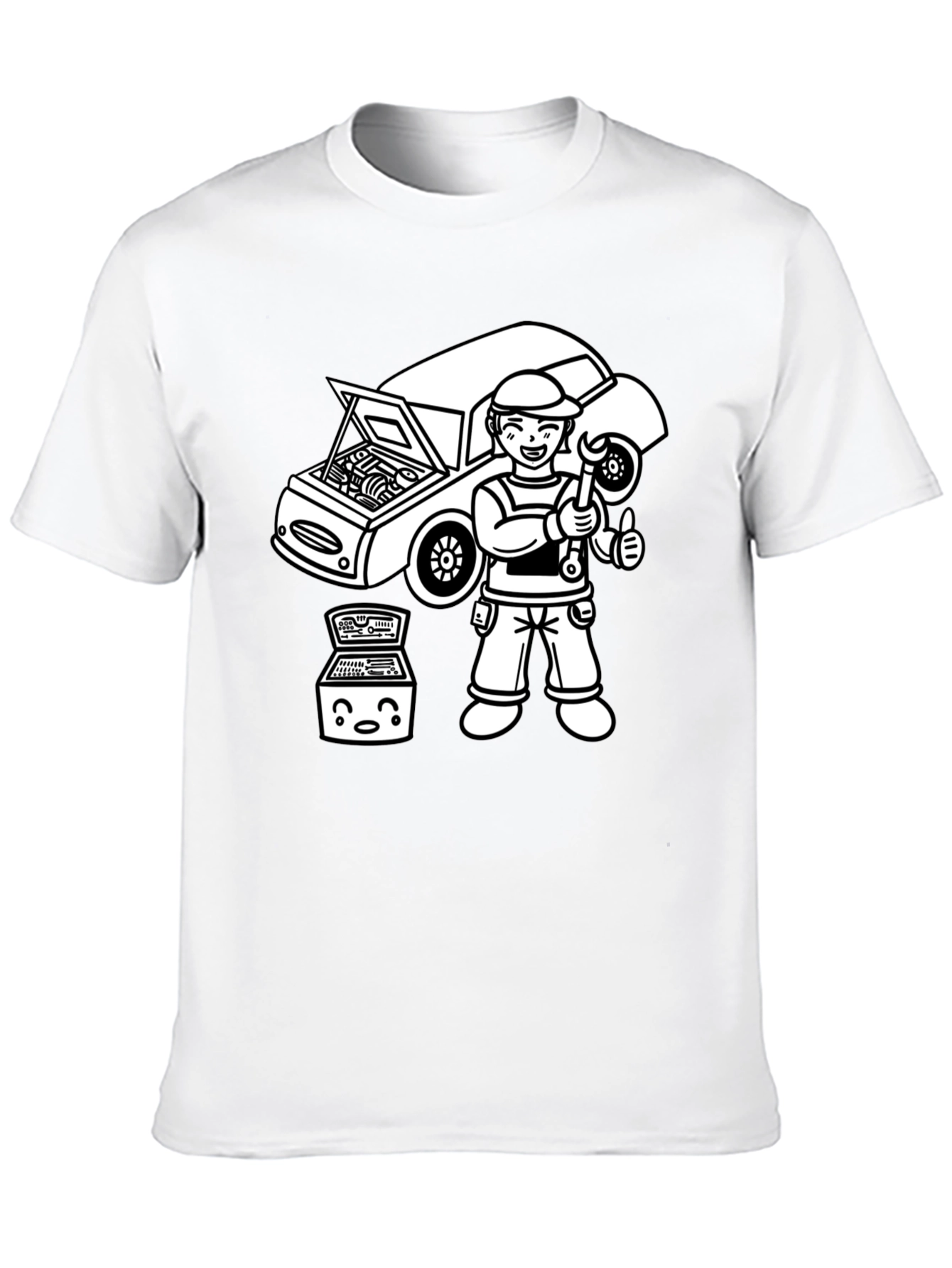 Mechanic Cartoon T-Shirt - Black Graphic Tee